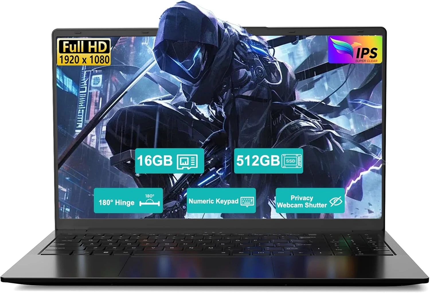 15.6" FHD-Laptop, AMD Ryzen 5 (Up to 3.7GHz, Beat i5-1135G7), 16GB RAM 512GB SSD, Radeon Vega 8 Graphics, 65W Fast Charging, Privacy Shutter, Numpad, Win 11