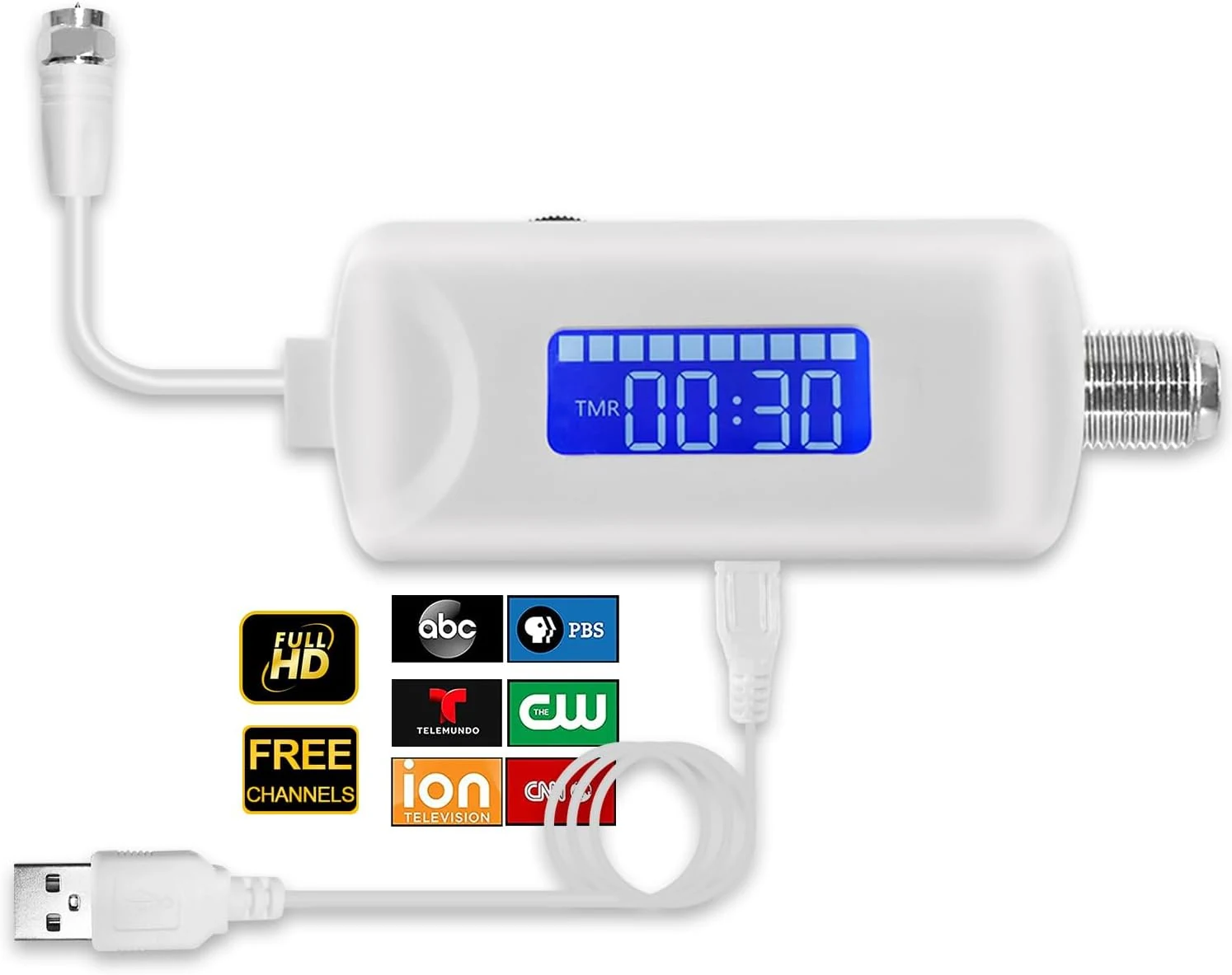 HIDB TV Antenna Amplifier Signal Booster (25dBi, USB Powered)