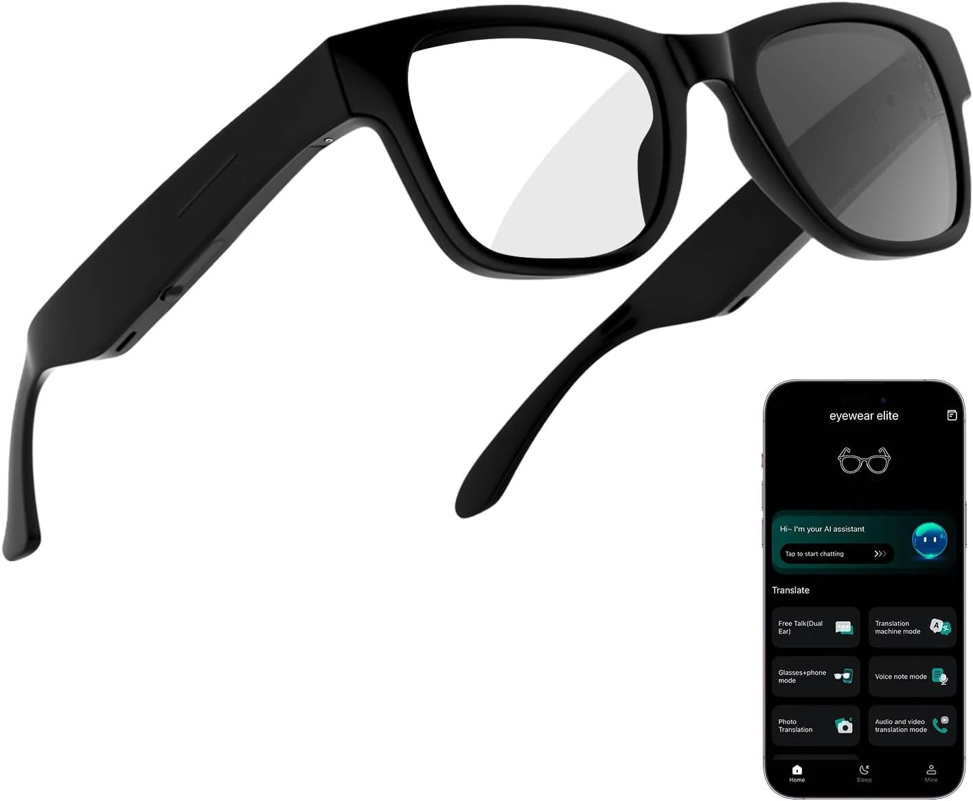 AI Smart Glasses with ChatGPT – Bluetooth, Real-Time Translation, Music & Hands-Free Calls, Photochromic Lenses, UV & Blue Light Protection for Men & Women