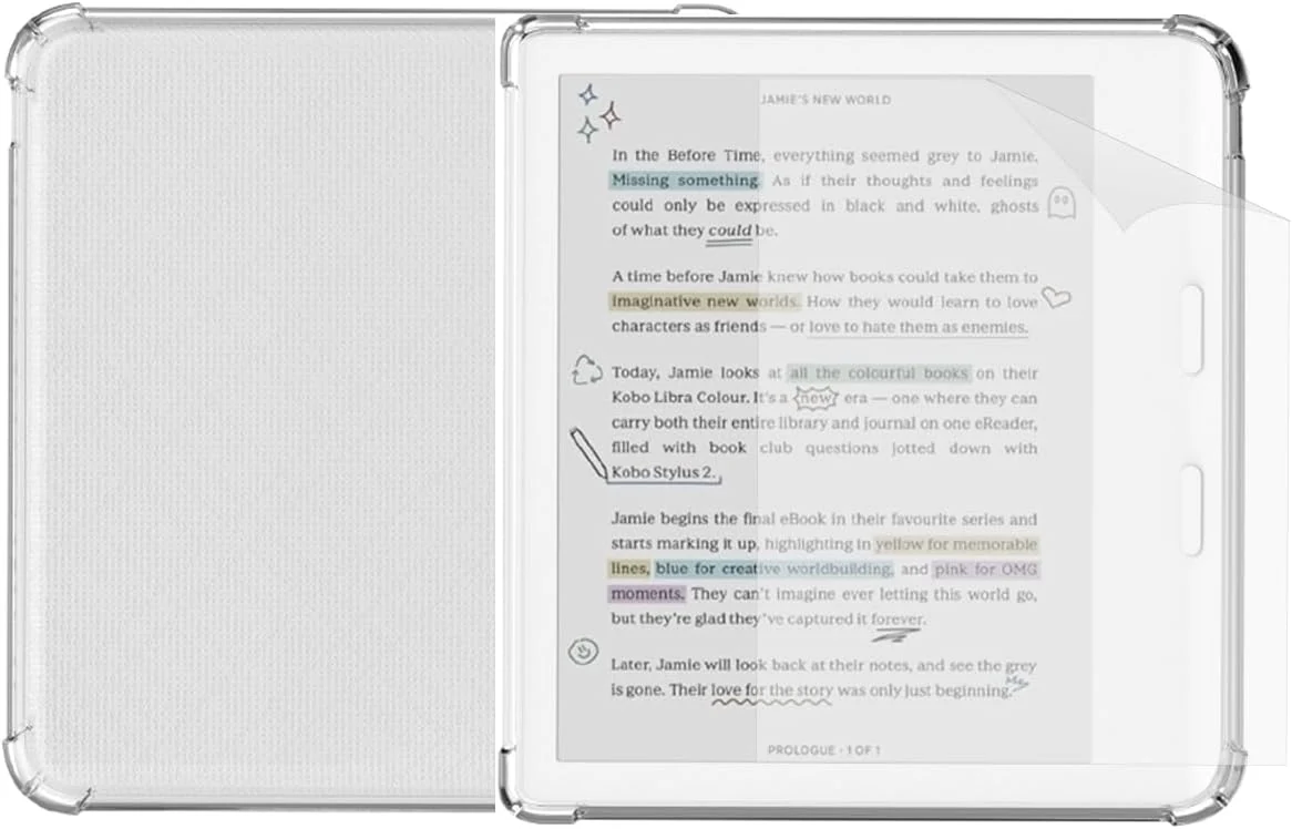Clear Case for Kobo Libra Colour and Screen Protector