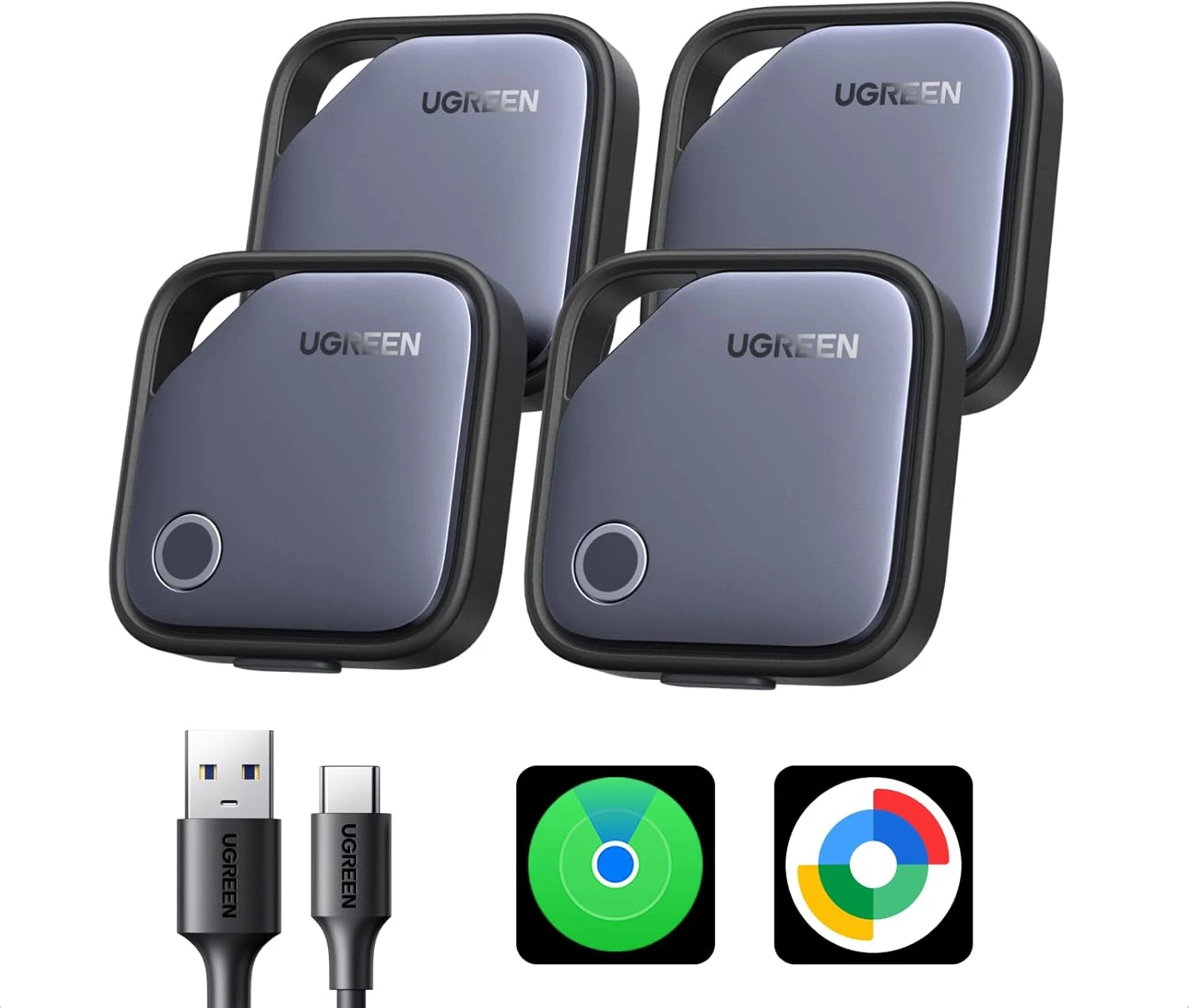UGREEN Finder Duo (iOS and Android) Air Tracker Tags 4 Pack