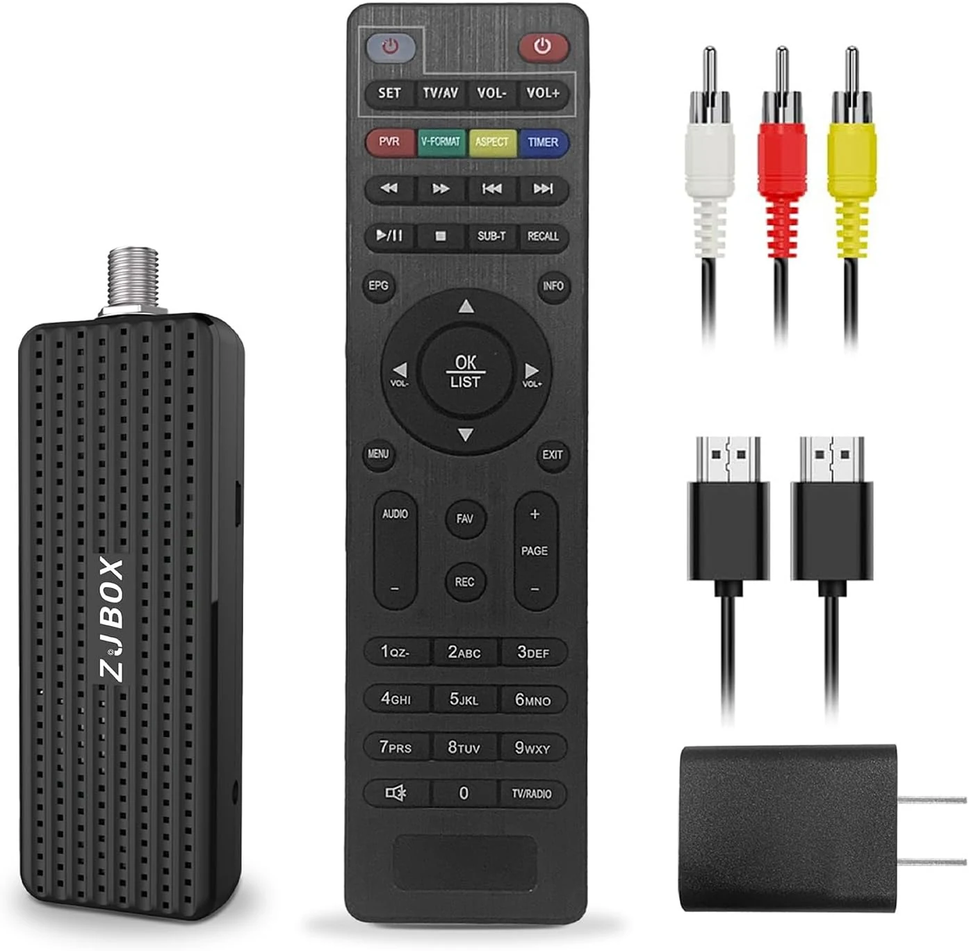 ZJBOX Digital Converter Box for TV, 1080P ATSC TV Tuner Box with HDMI Output and 3RCA Cables (Hidden Behind TV)