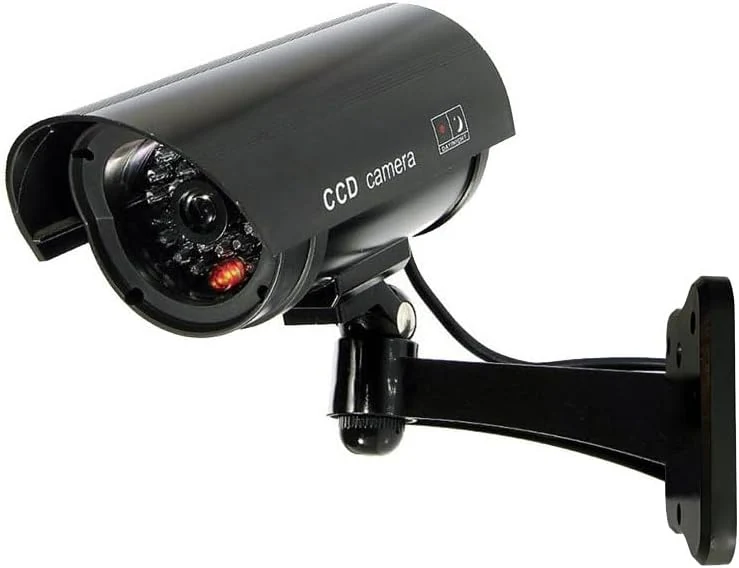 Fake Security Camera, Saikiot Dummy CCTV Surveillance System with Realistic Red Flashing Lights and Warning Sticker