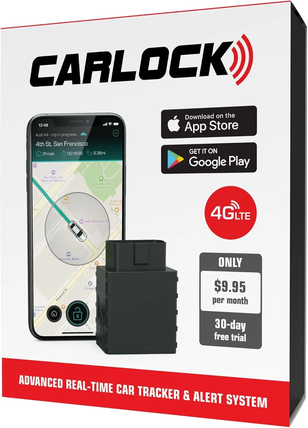 CARLOCK Anti Theft Car Device - Real Time 4G Car Tracker & Car Alarm System (OBD Plug&Play)
