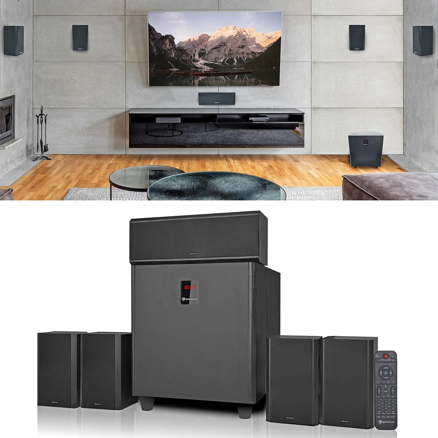 Rockville HTS820 1500W 5.1 Channel Home Theater System with 8" Subwoofer, Bluetooth, USB
