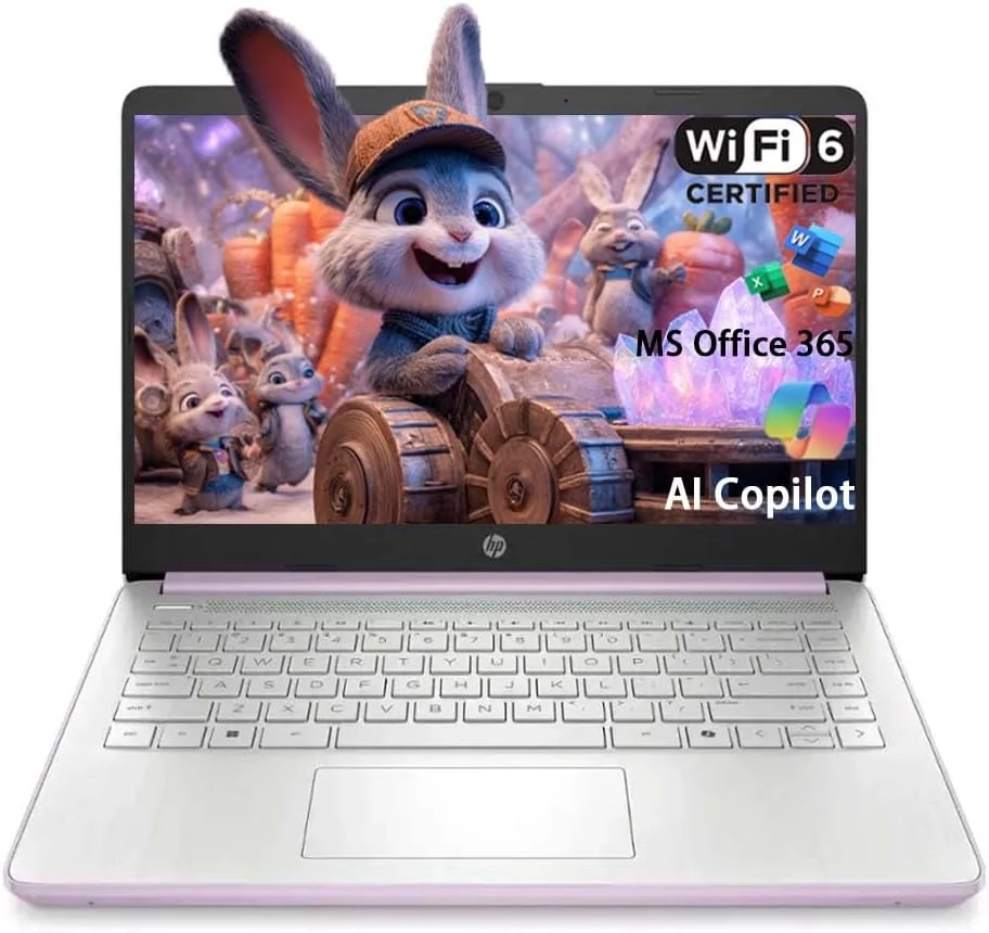 HP Stream 14 Student Business Laptop, Microsoft Office 365, Copilot AI, 4GB RAM, 128GB UFS, Intel N150 Processor(Quad-core), Honey Lavender, Windows 11 Home
