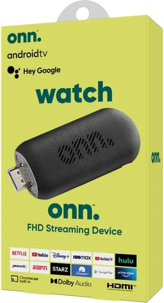 ONN Android TV 2K FHD Streaming Stick with Remote Control