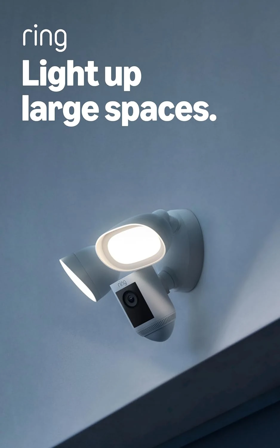Ring Floodlight Cam Wired Pro, Home or business security, Retinal 2K Video, Color Night Vision and Two-Way Talk with Audio+ (White)