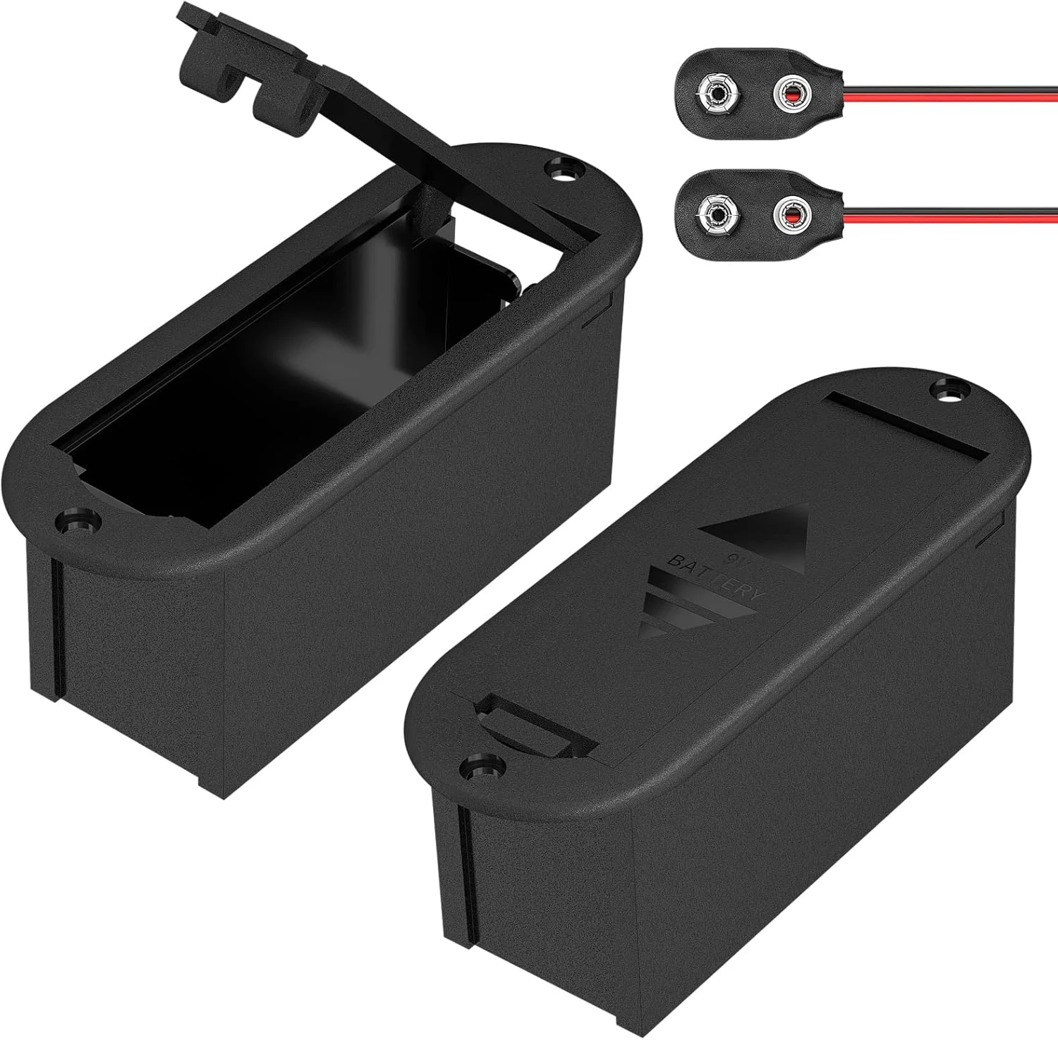 DAIERTEK 9V Battery Holder with Connector Cover 9 Vlot Battery Holder Case Box for Guitar Bass (2-Pack)