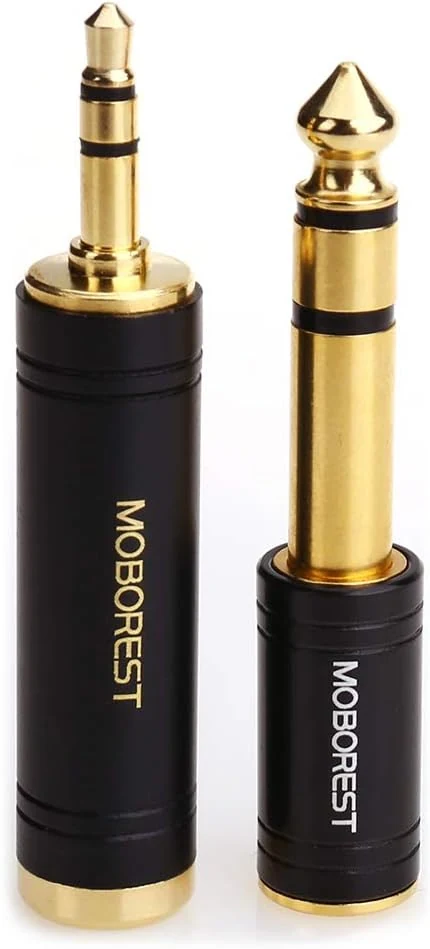 MOBOREST 3.5mm to 1/4 (6.35mm) Stereo Pure Copper Adapter, 1/8 Inch to 1/4 Inch Stereo Adapter (2-Pack)