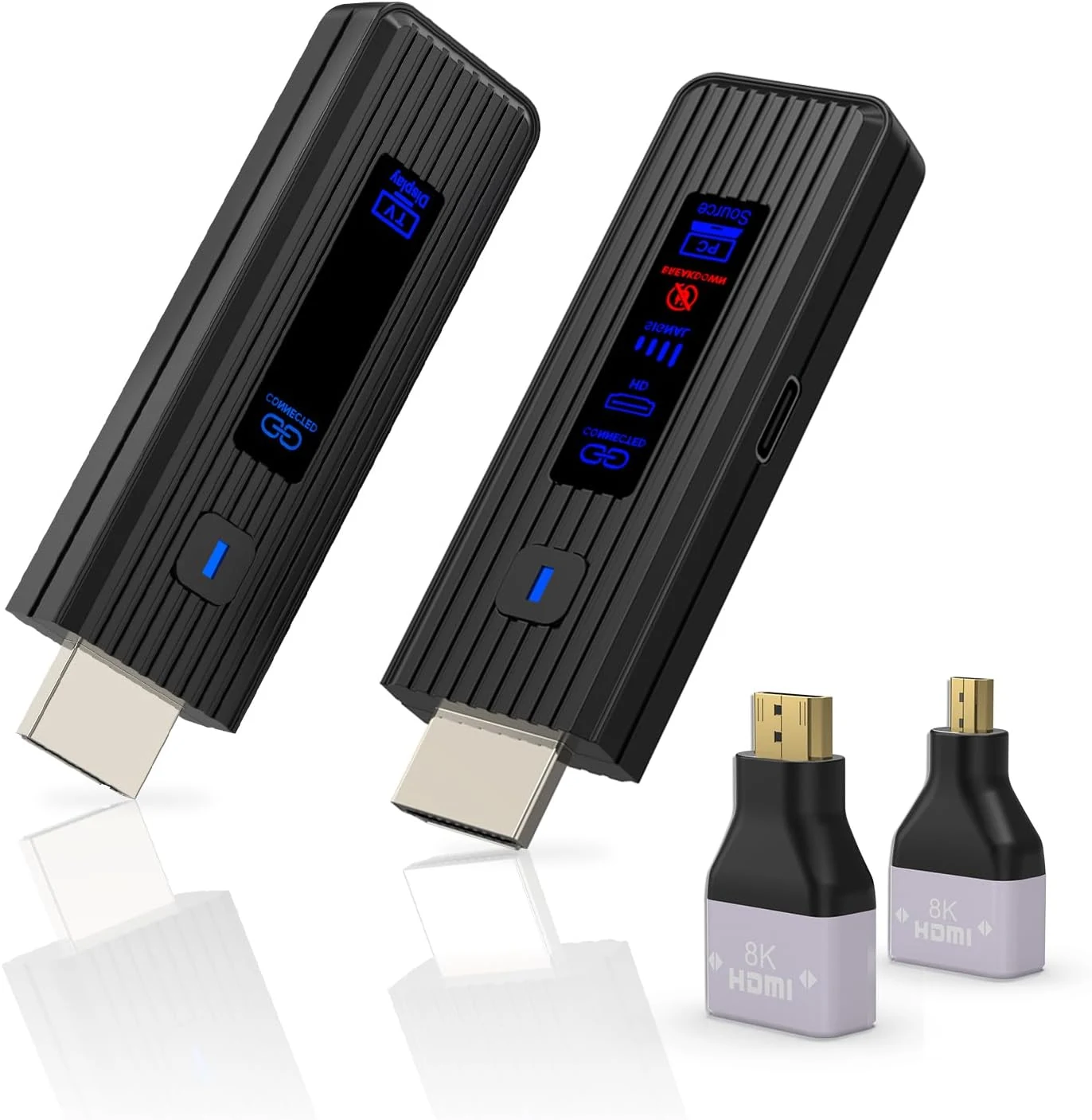2026 New Wireless HDMI Transmitter and Receiver, 360FT/110M Extender,4K Decode 1080P@60Hz Output,LED Display, 5.8+2.4G Streaming Video/Audio from PC/Laptop/TV Box to Monitor