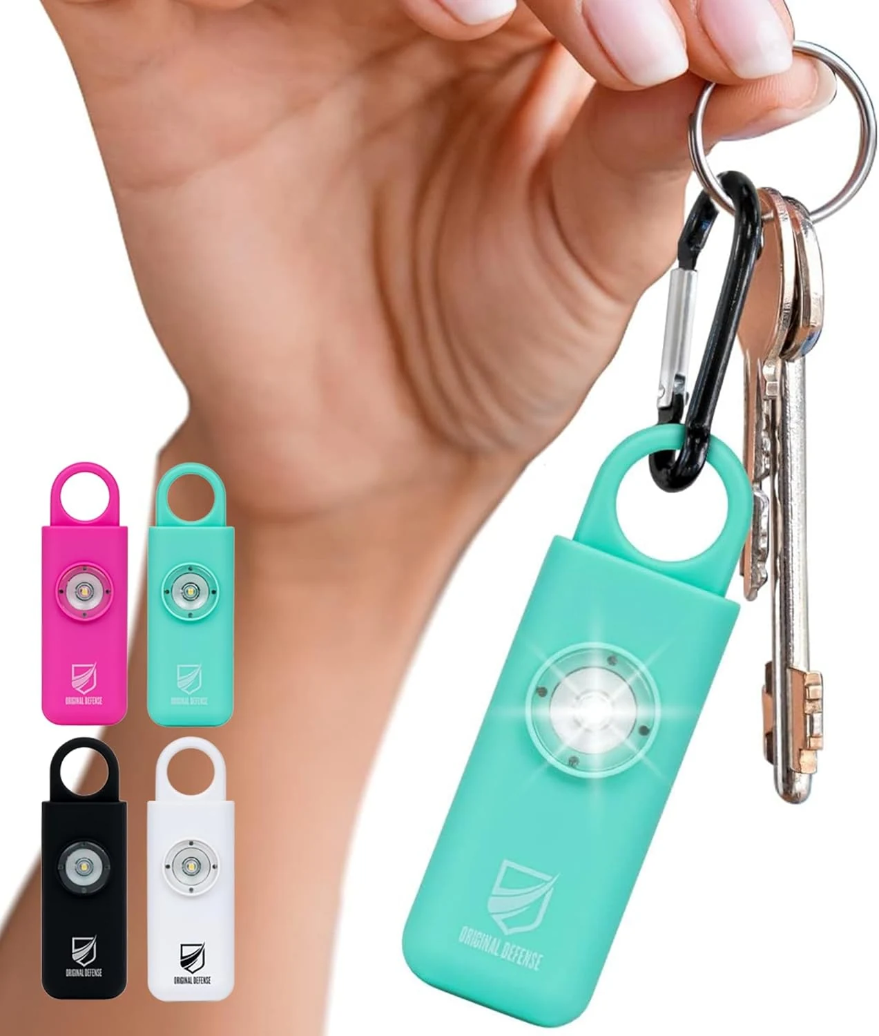 Original Defense® Siren Self-Defense Alarm - 130 dB Keychain Alarm with LED Strobe Light (Mint)