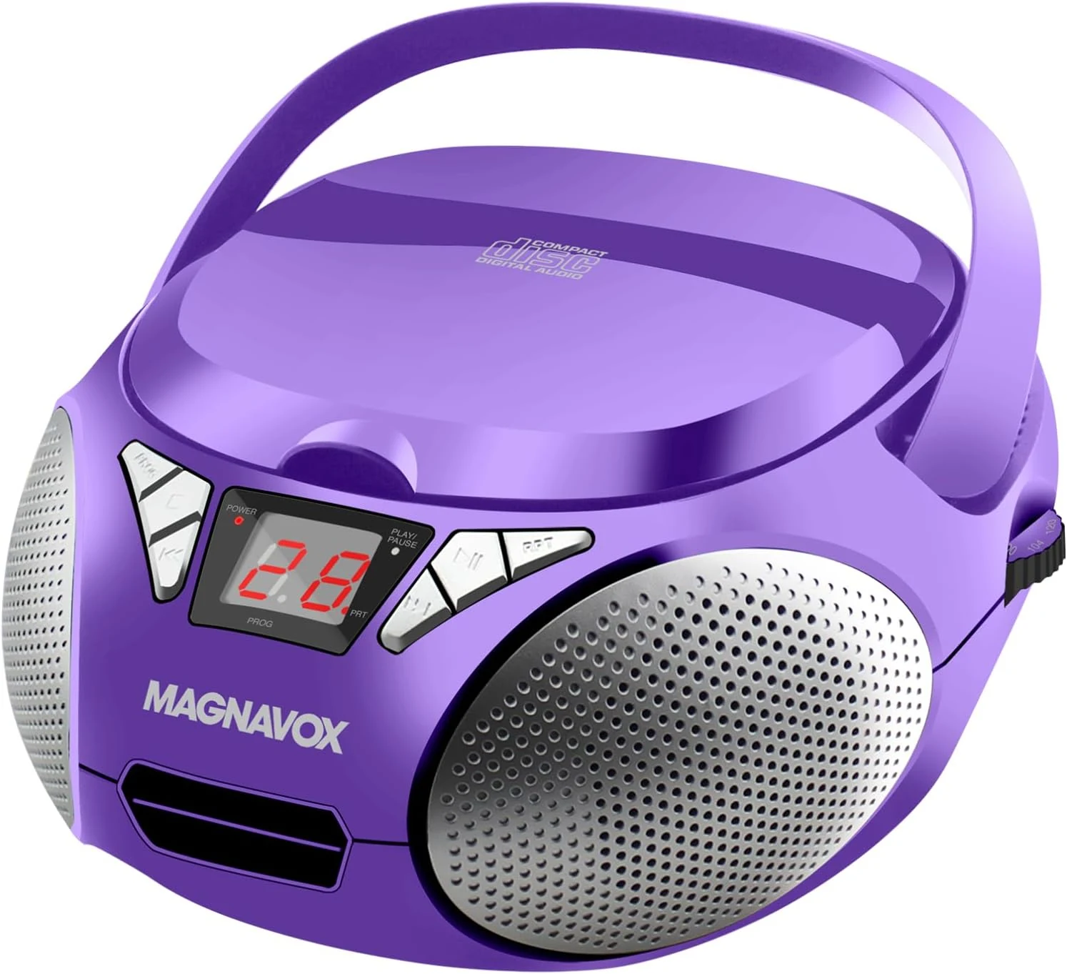 Magnavox Portable Top Loading CD Boombox with AM/FM Stereo Radio in Black (Purple)