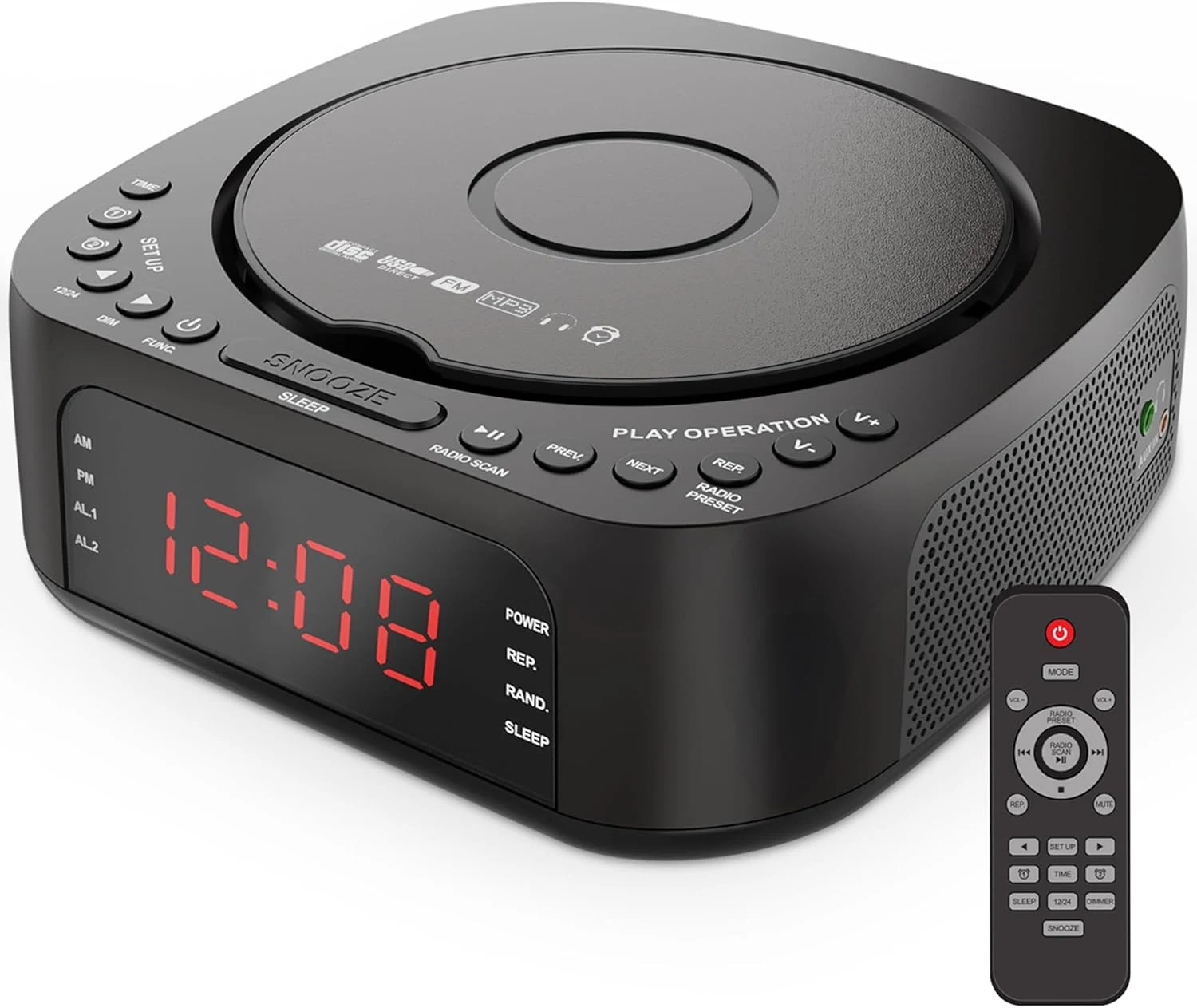 KUEPHOM CD Player Alarm Clock with Remote