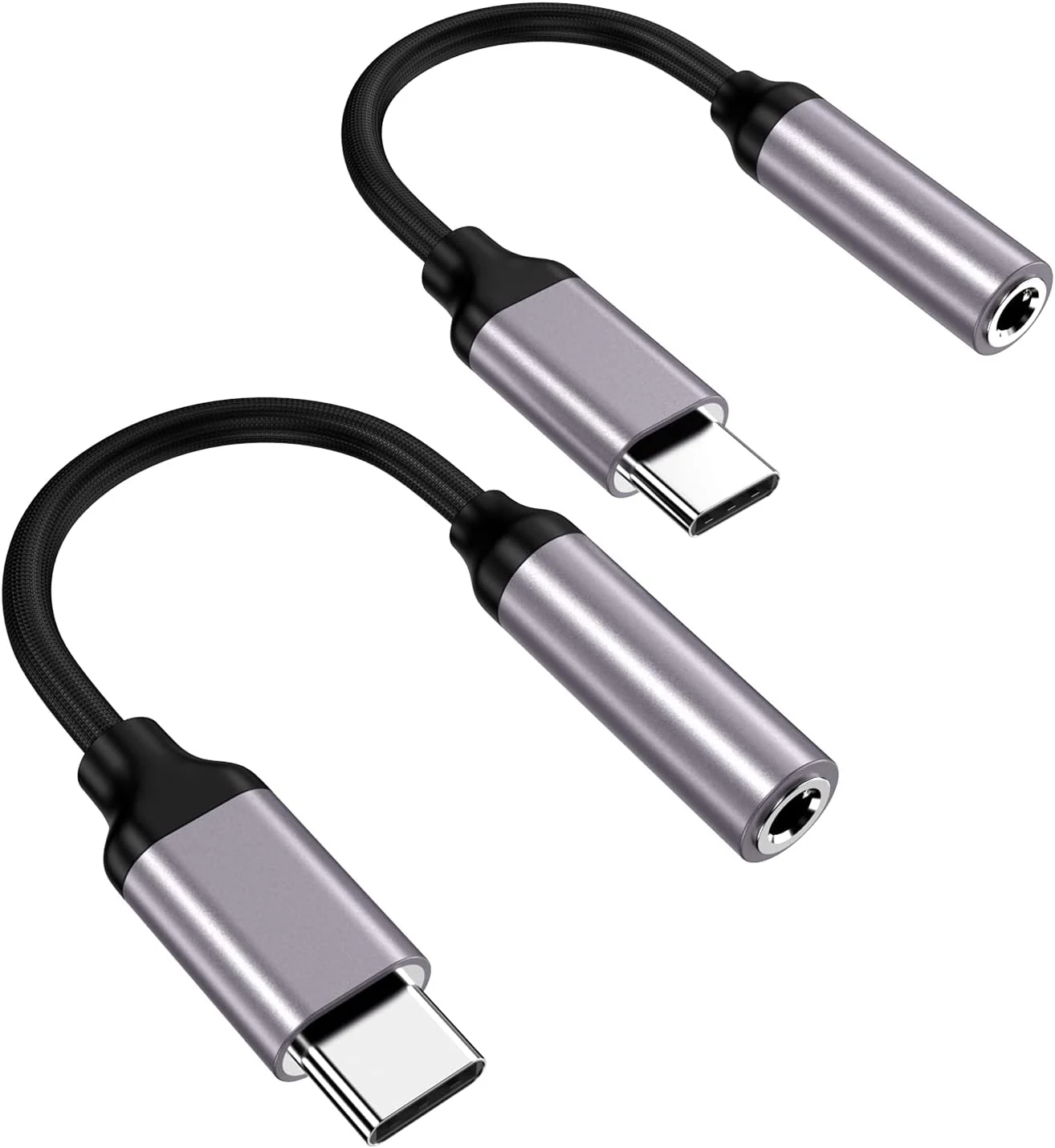 Paloxy USB Type C to 3.5mm Female Headphone Jack Adapter (2-Pack)