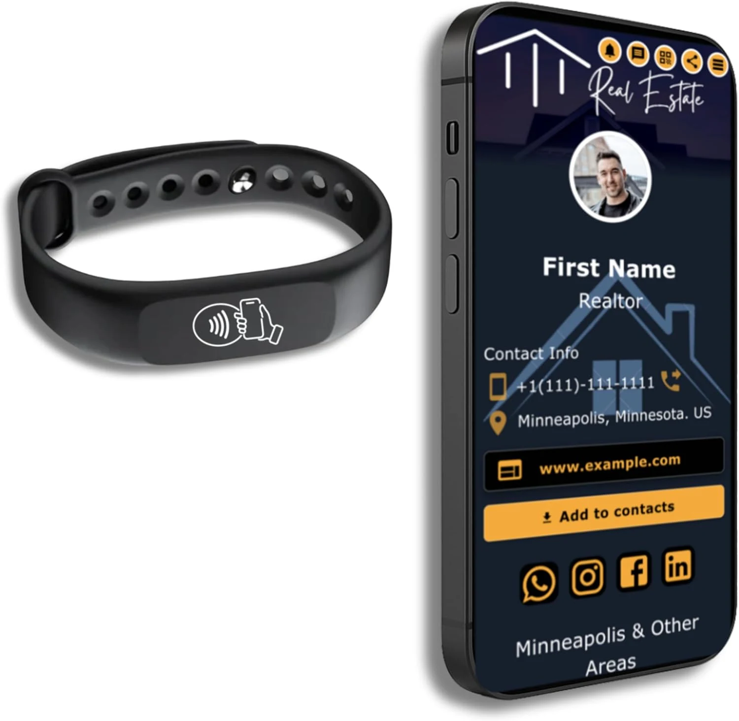 QRLynk Tap Wristband (NFC digital business card wristband)