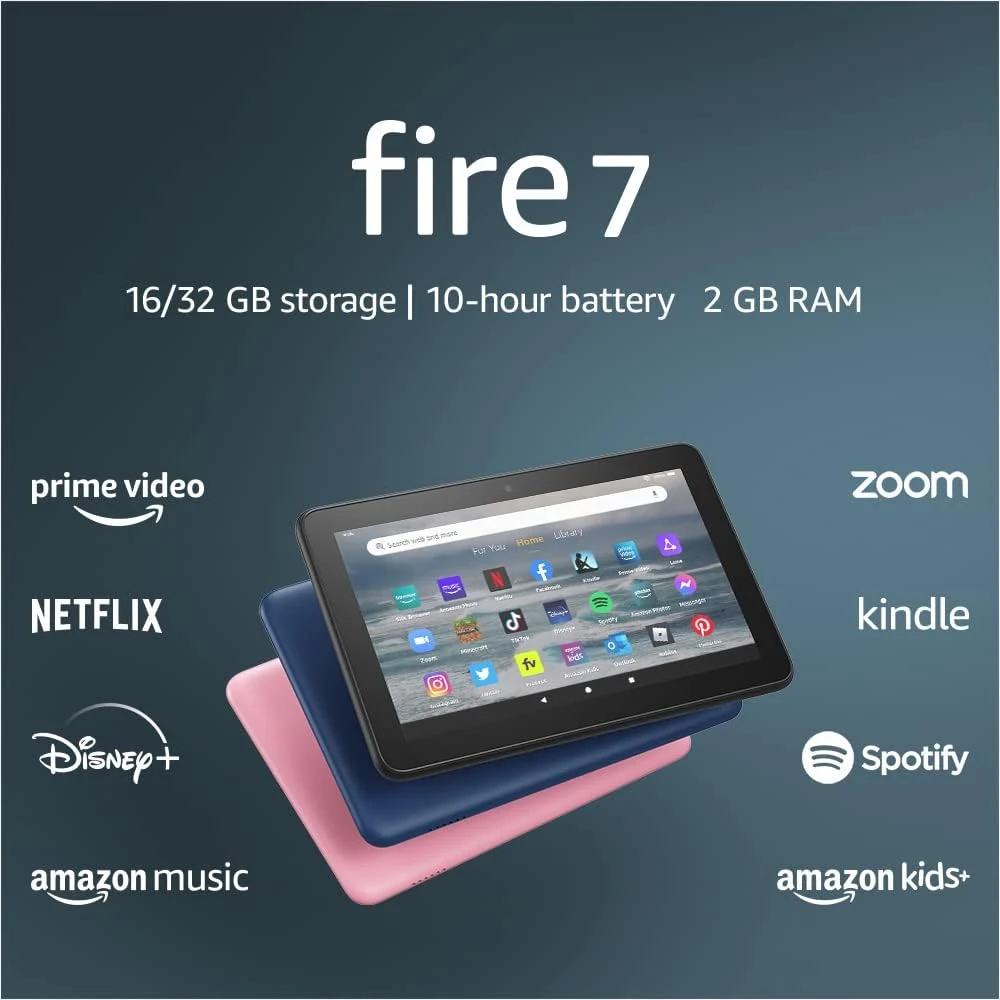 Like-New Amazon Fire 7 tablet (newest model) 7” display, read and watch, under $80 with 10-hour battery life, 32 GB, Black