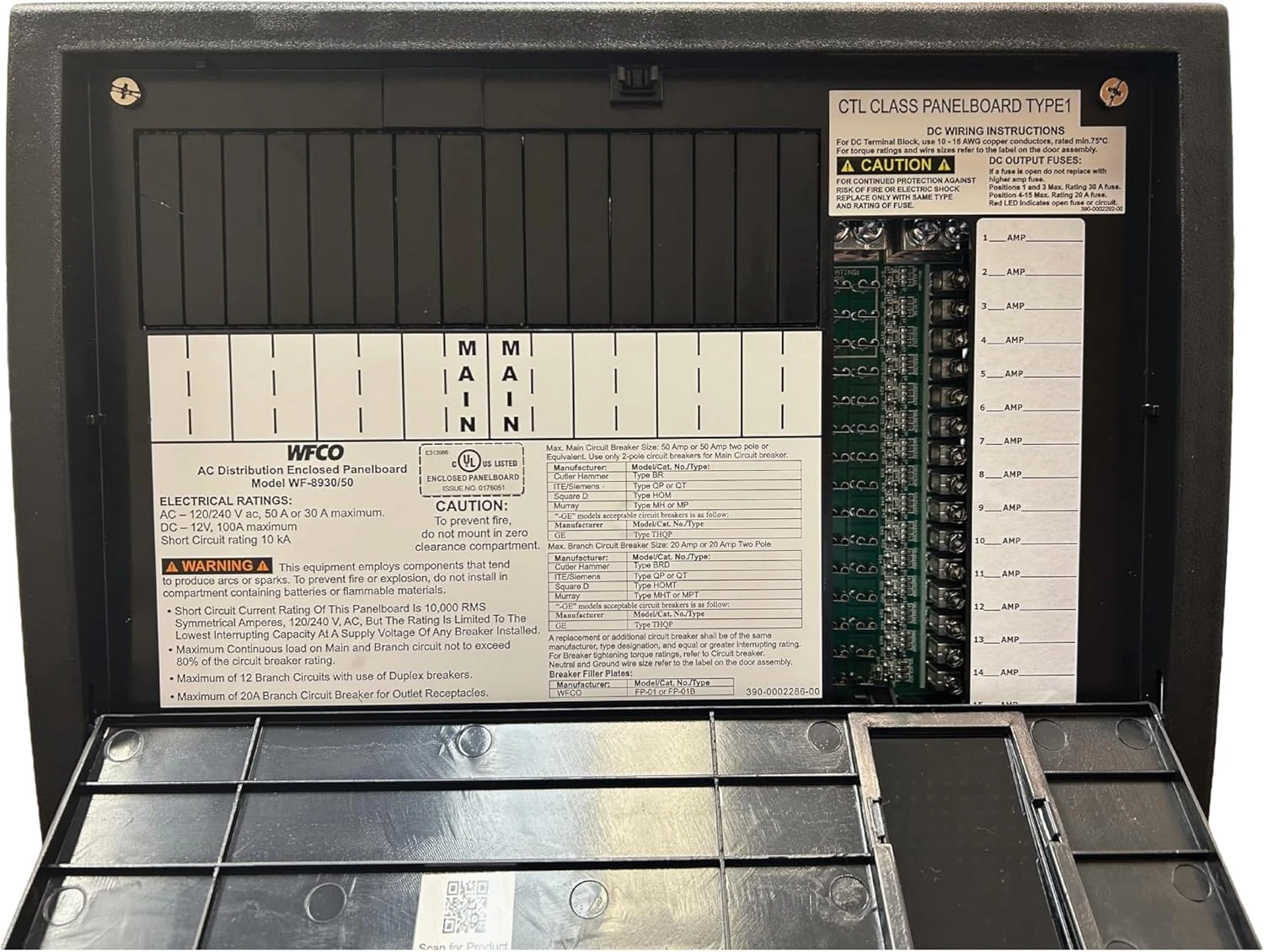 WFCO WF-8930/50NPB-50 50 Amp or 30 Amp AC Distribution Center