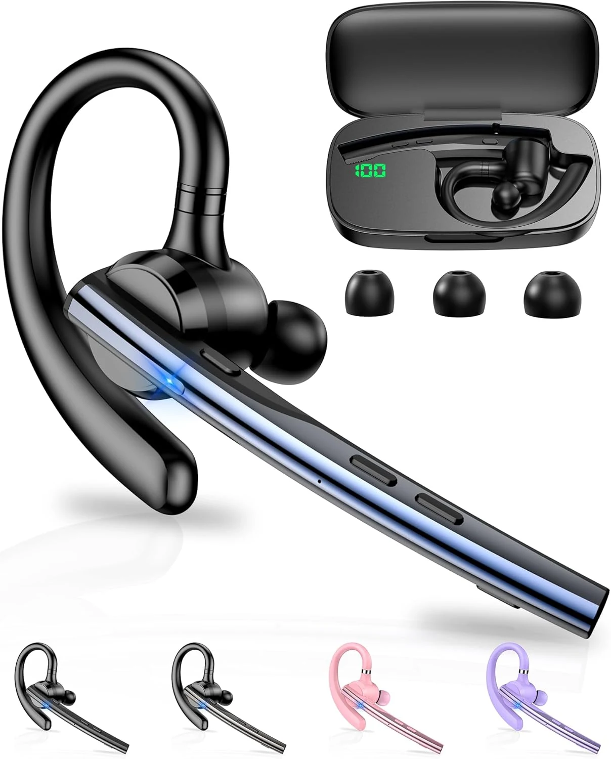 New Bee Bluetooth Headset V5.1 72H Talk Time Dual Mic