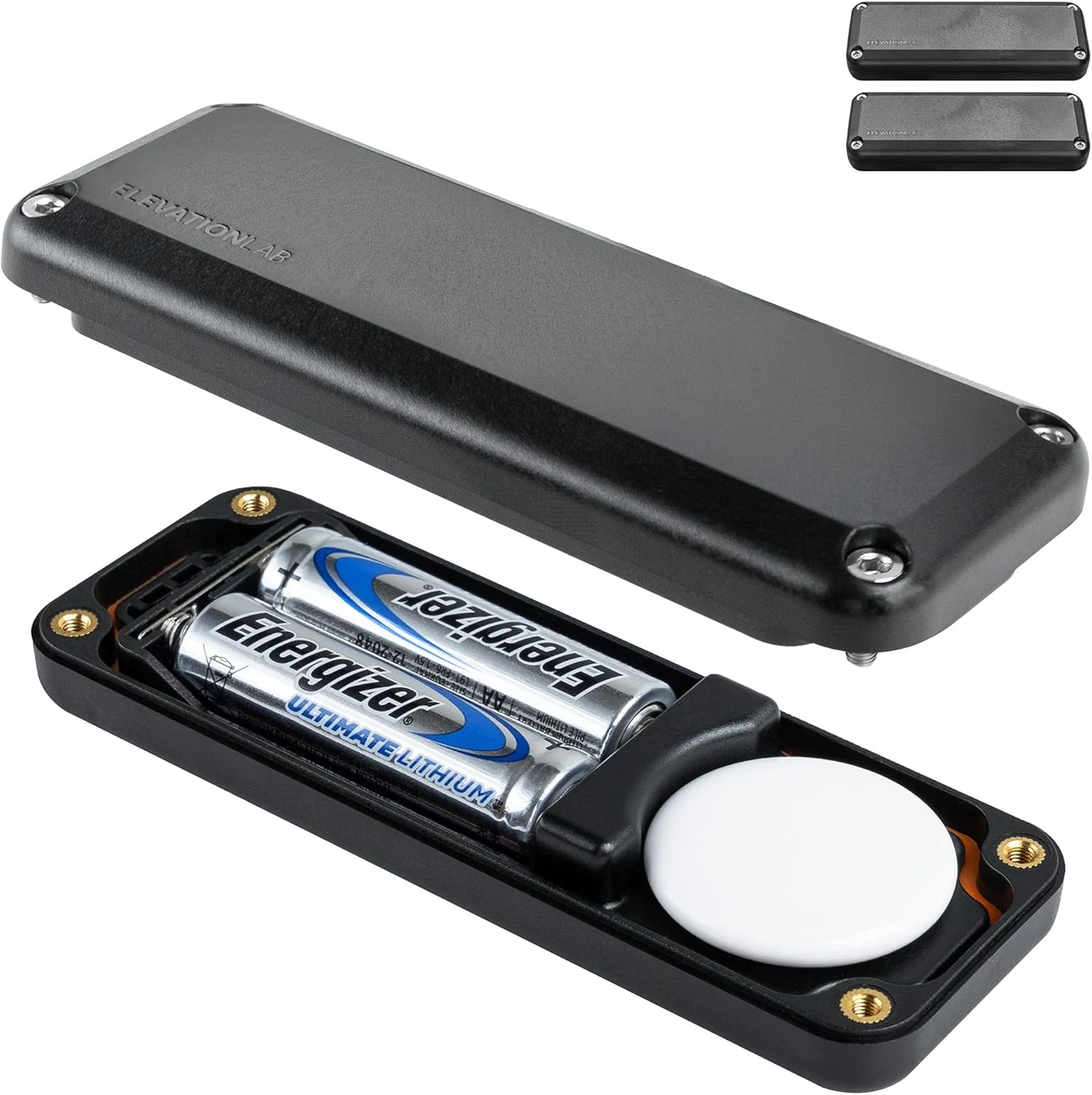 Elevation Lab AirTag 10-Year Extended Battery Case (2 Pack) | Uses AA batteries - 14x more capacity than CR2032