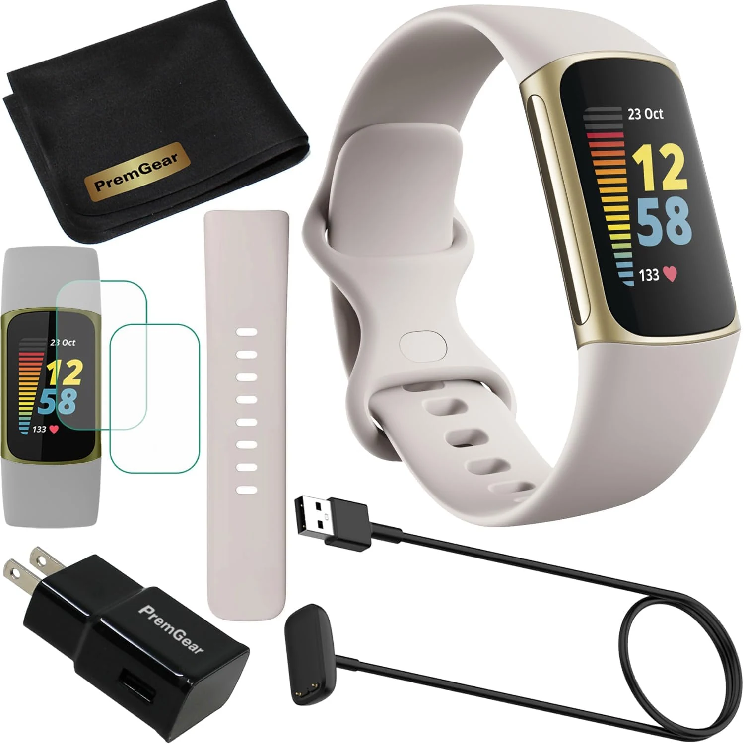 Fitbit Charge 5 Advanced Fitness & Health Tracker (White) with Built-in GPS, Stress Management Tools