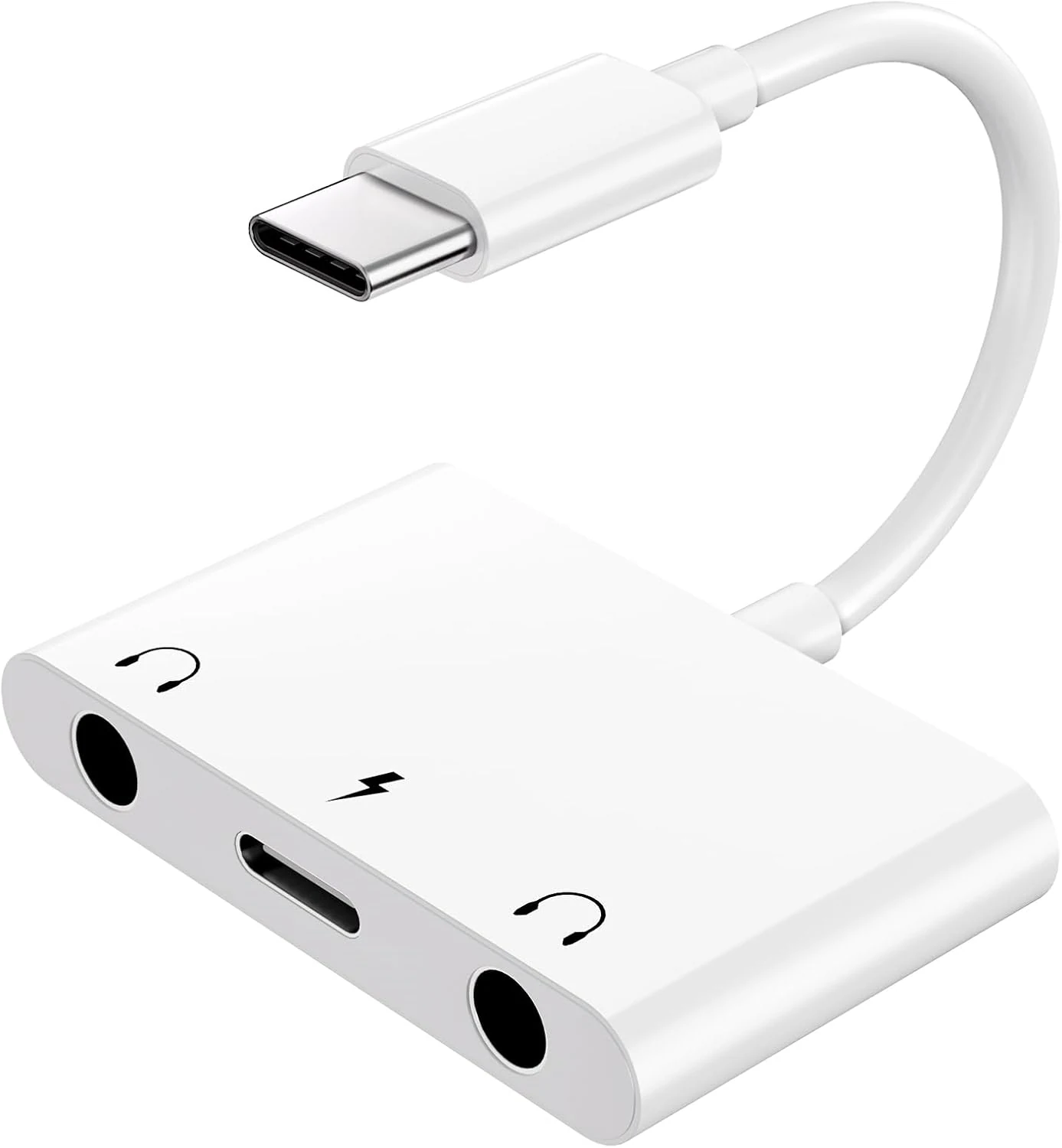 UWECAN USB C to 3.5mm Audio Adapter, 3 in 1 Aux to USB C Headphone Splitter with Dual 3.5mm and PD 60W Charging