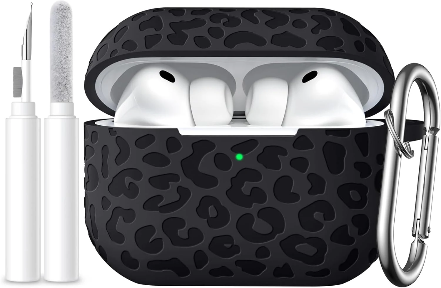Leopard Engraved Compatible for AirPods Pro 3 Case Cover(2025), Soft Silicone Compatible with Apple AirPods Pro 3 (Black)
