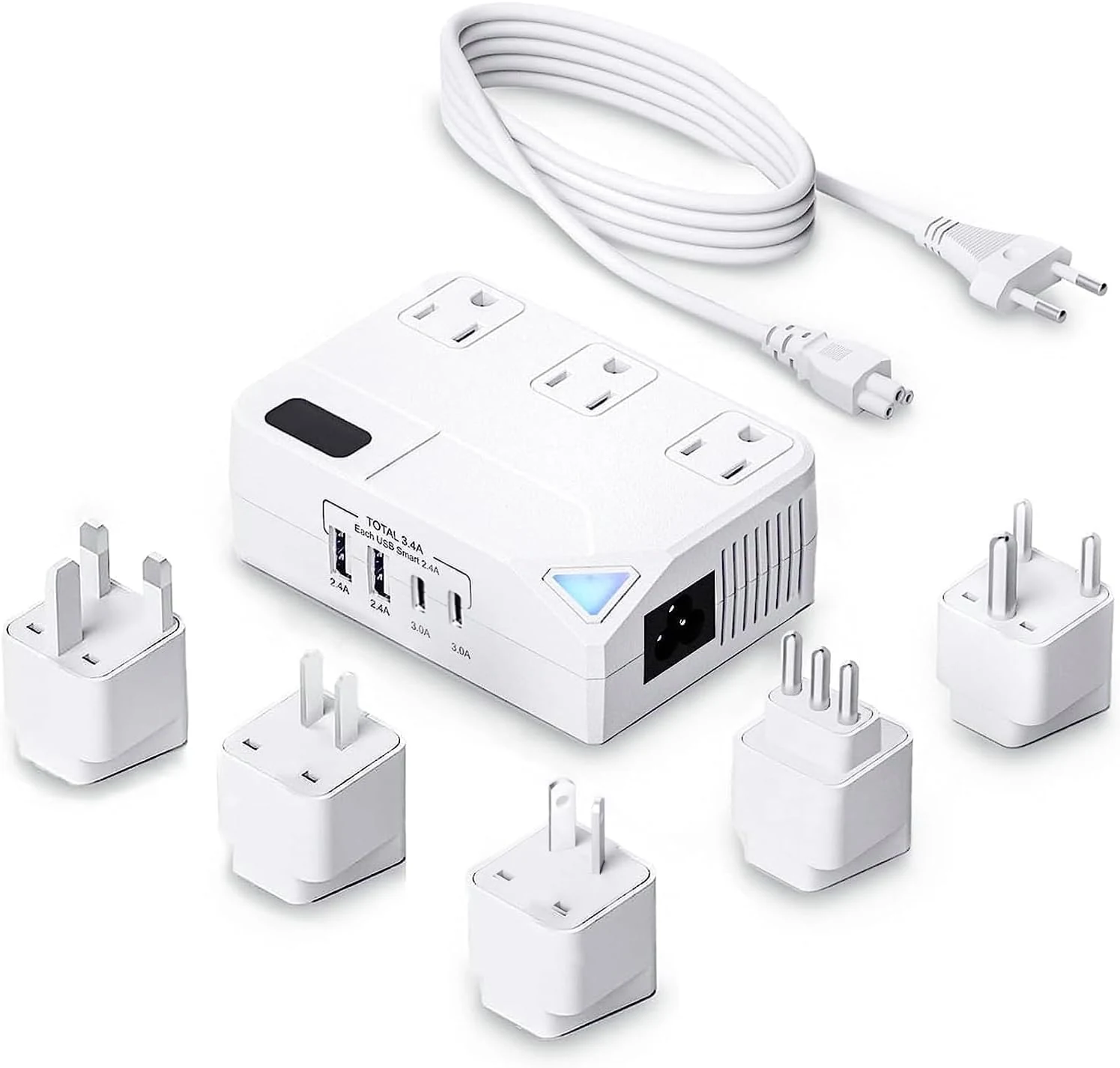 WAUDM 250W Conversion Plug, International Travel Converter with 2 USB and 2 USB-C Ports