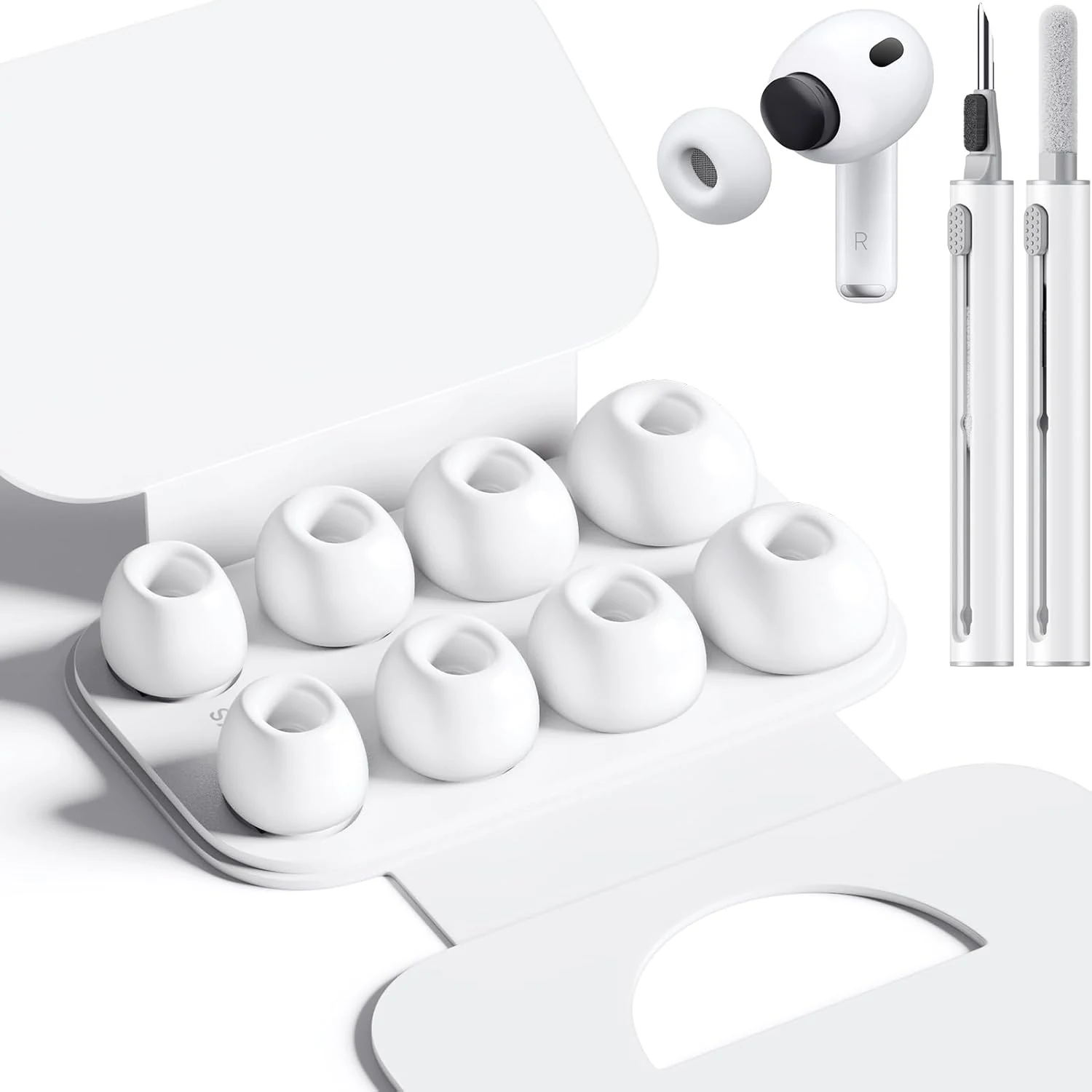 Replacement Ear Tips Compatible with AirPods Pro 3rd Generation (Silicone Tips Kit, 4 Pairs + Cleaning Pen)