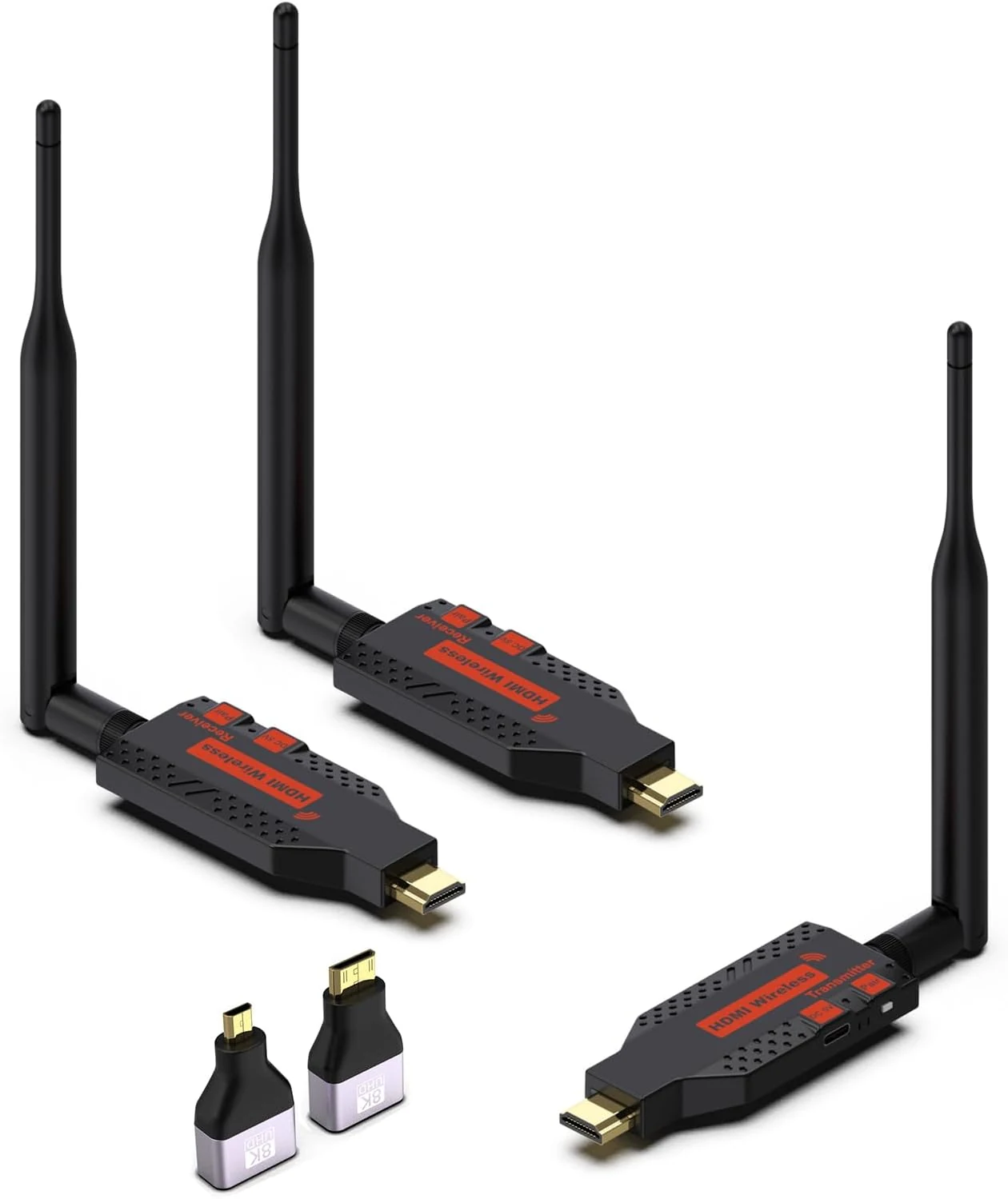 Taiquinix Wireless HDMI 1 TX + 2 RX (330FT/100M) 4K Decode, 1080P Output Kit