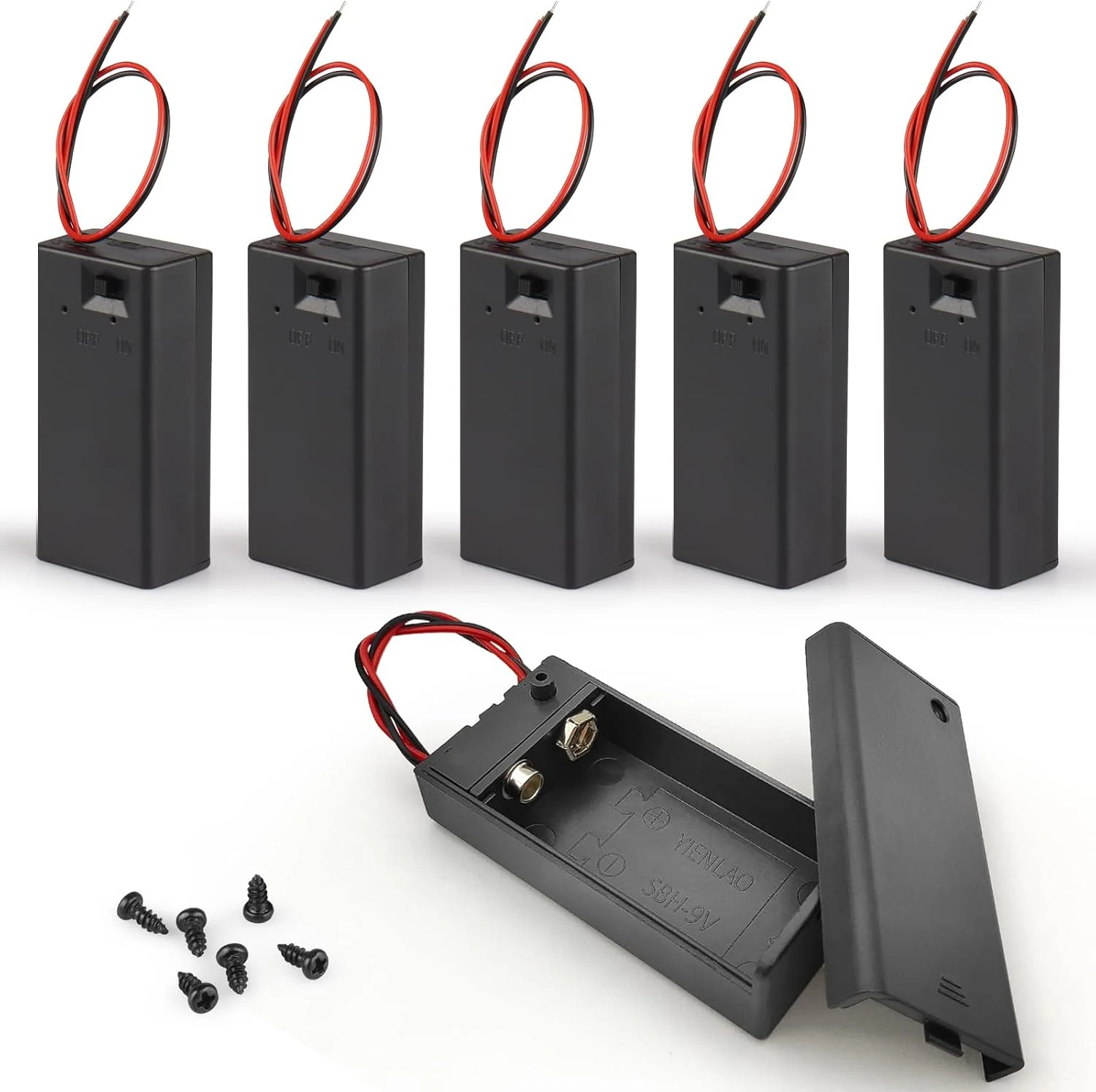 VWEICYY 6PCS 9V Battery Holder with Leads (6 Pack)