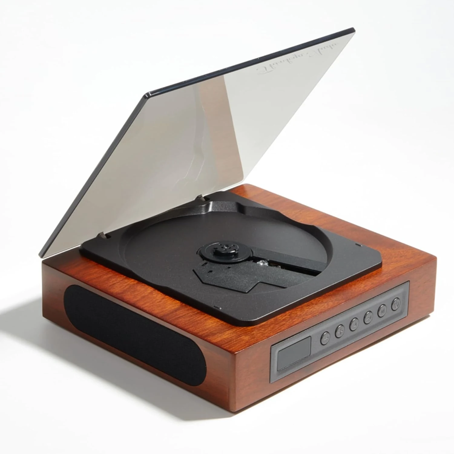 THINKYA DVP-560 portable CD player with speakers, retro wooden design, Bluetooth, USB/SD, and optical output