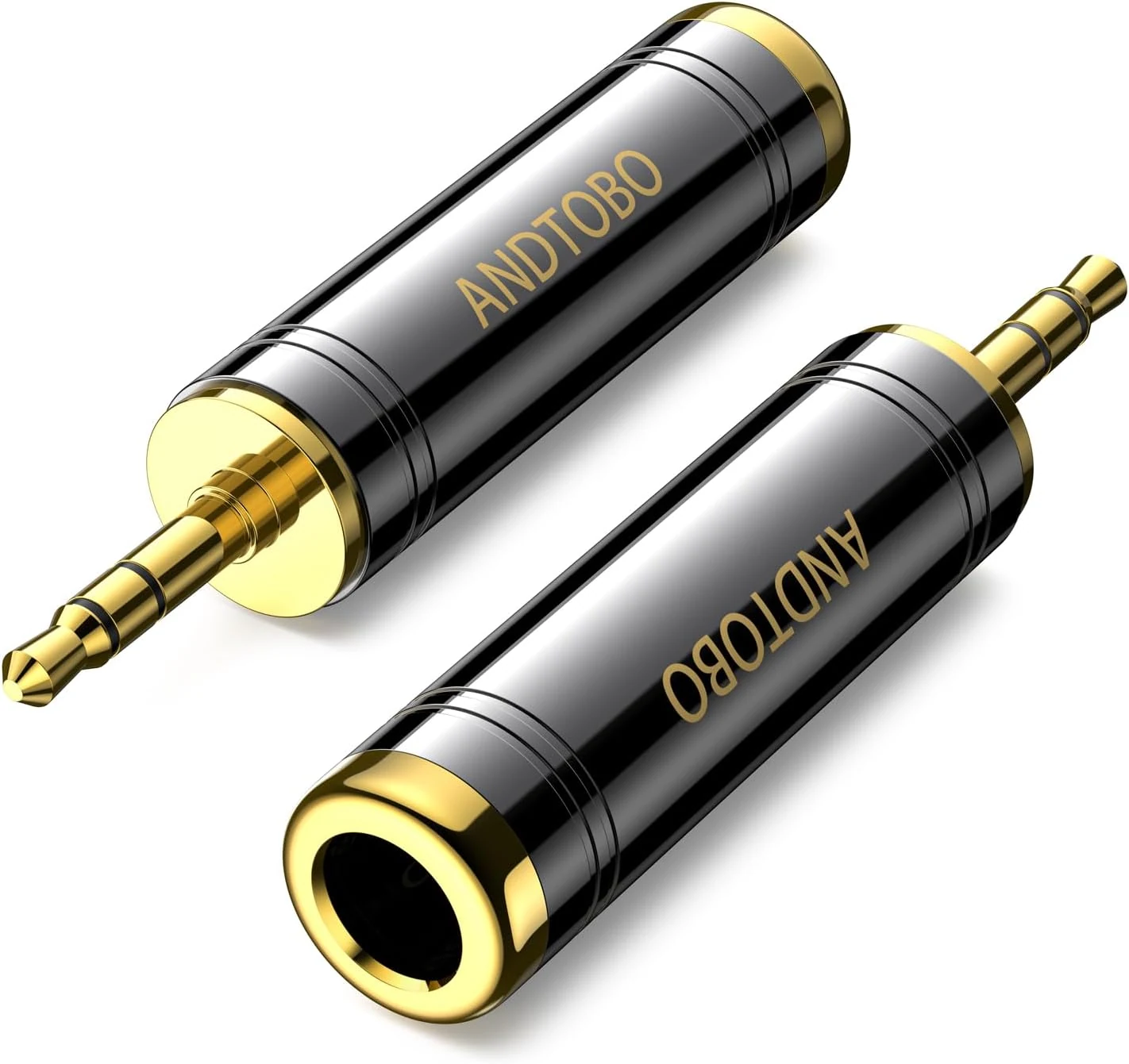 ANDTOBO 1/4'' to 3.5 mm Stereo Pure Copper Headphone Adapter (2-Pack)