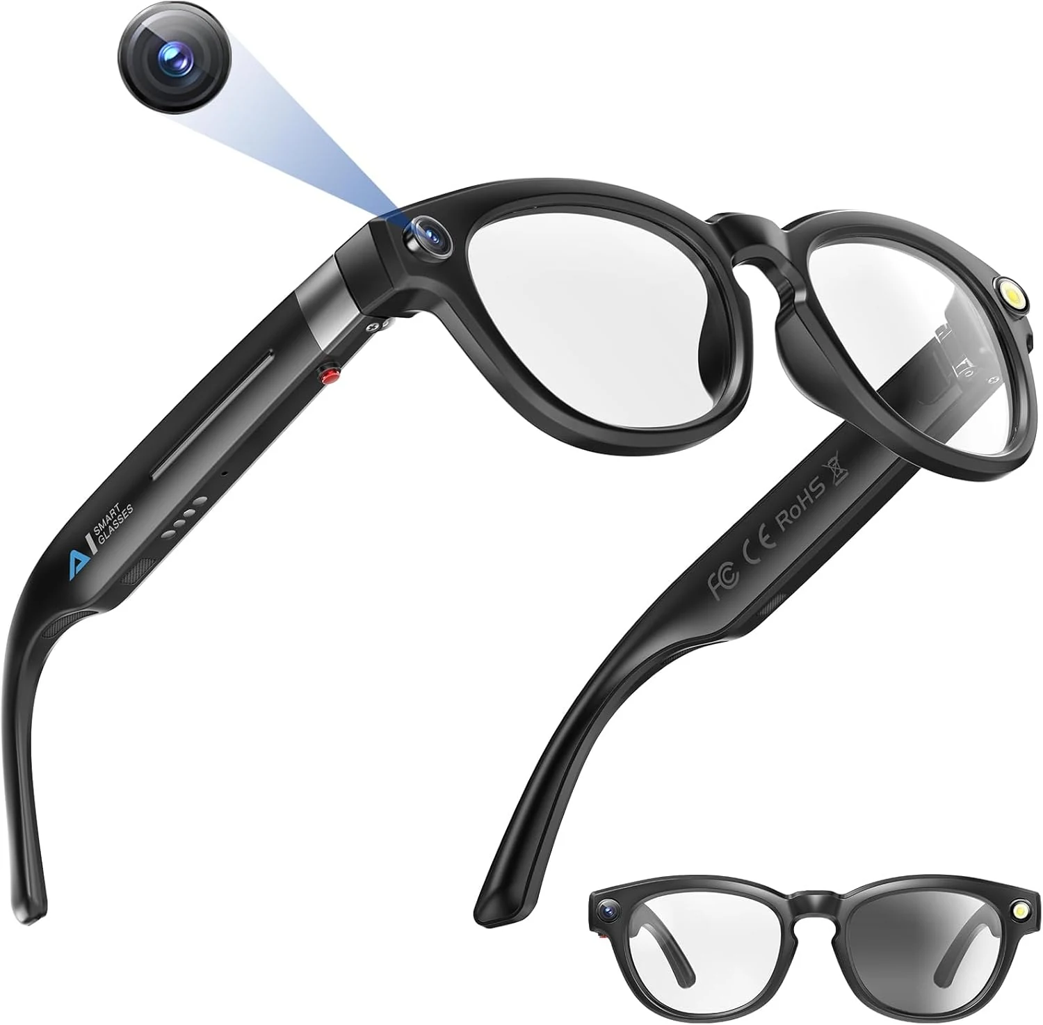 NILUTO AI Smart Glasses with Camera and Bluetooth, 4K Video Audio Recording Glasses with Translation & Voice Control