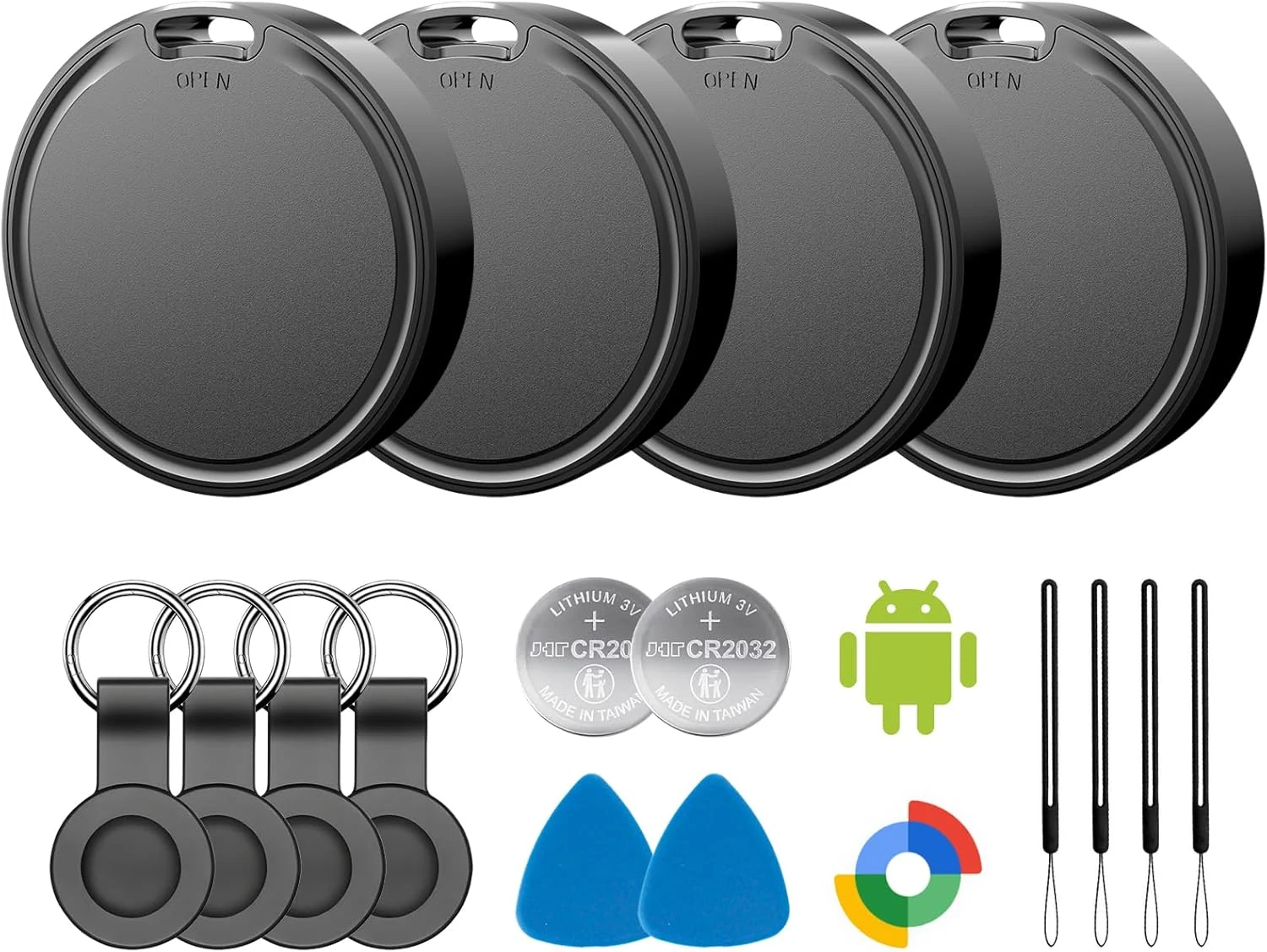 Air Tags for Android (4-Pack with Cases, Google Find Hub)