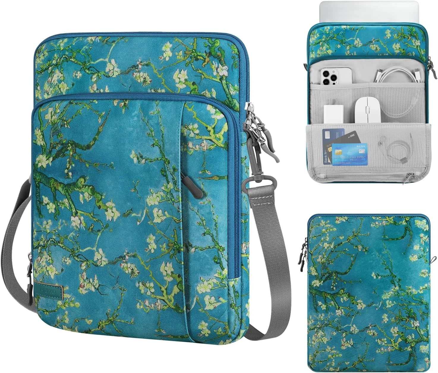 MoKo 13.3-14 Inch Laptop Sleeve Bag, Notebook Carrying Case with Pocket Fits New 14-inch MacBook Pro M5 Pro/Max, 13" Mac Neo A18 Pro, 13" MacAir M5-M1, 13" Mac Pro M2/M1,Surface Pro 9/8,Apricot Flower