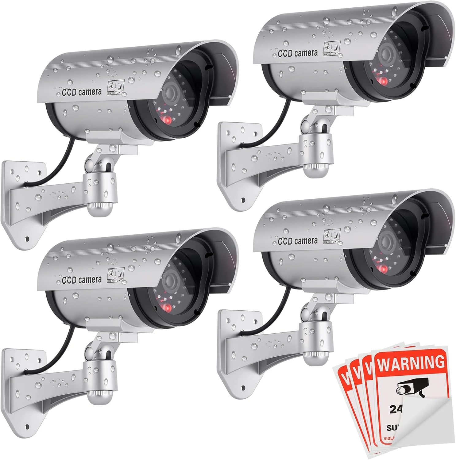 FITNATE Fake Camera, Dummy Camera CCTV Surveillance System with LED Red Flashing Light (4 Pack)