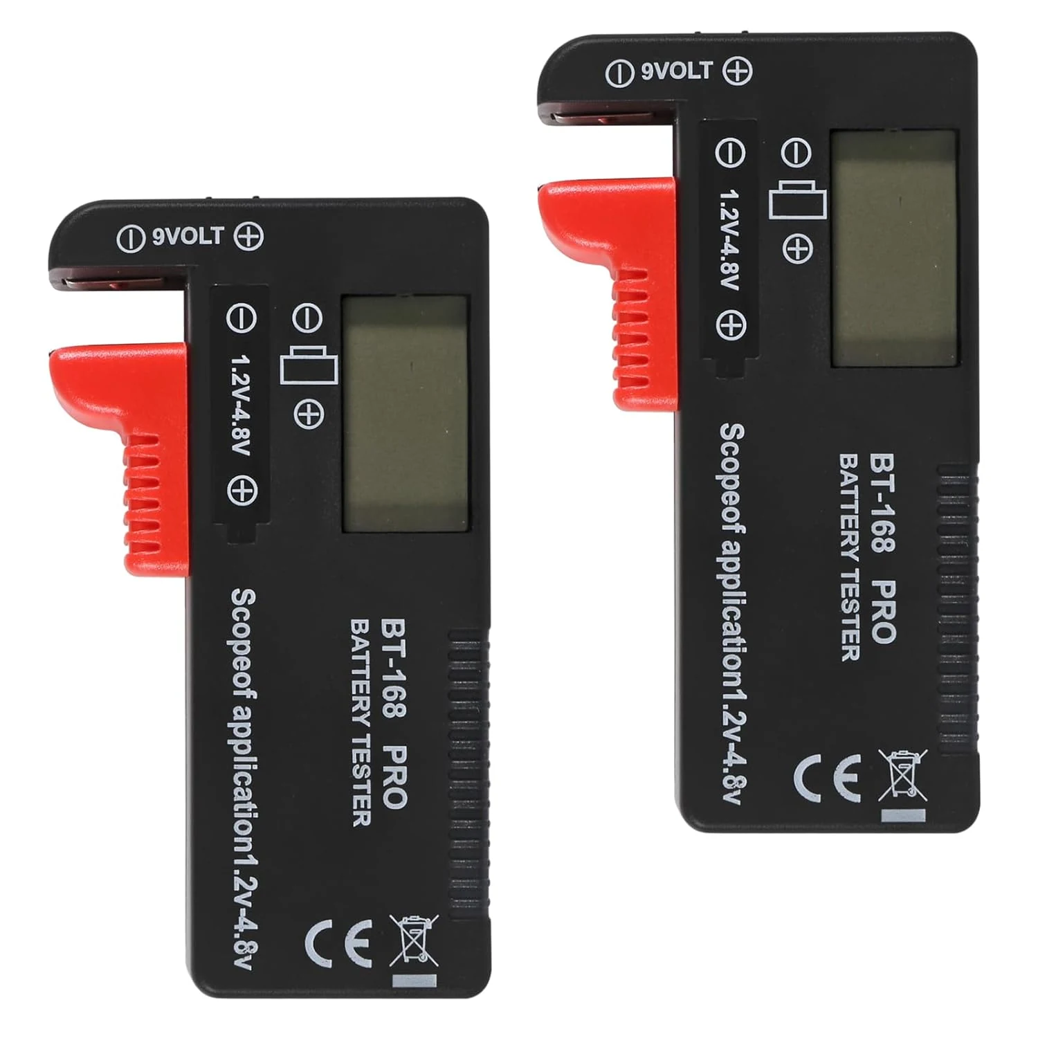 UMLIFE 2 Pack Battery Tester, Digital LCD Universal Battery Checker for AA AAA C D 9V 3.7V 1.5V Button Cell Household Batteries