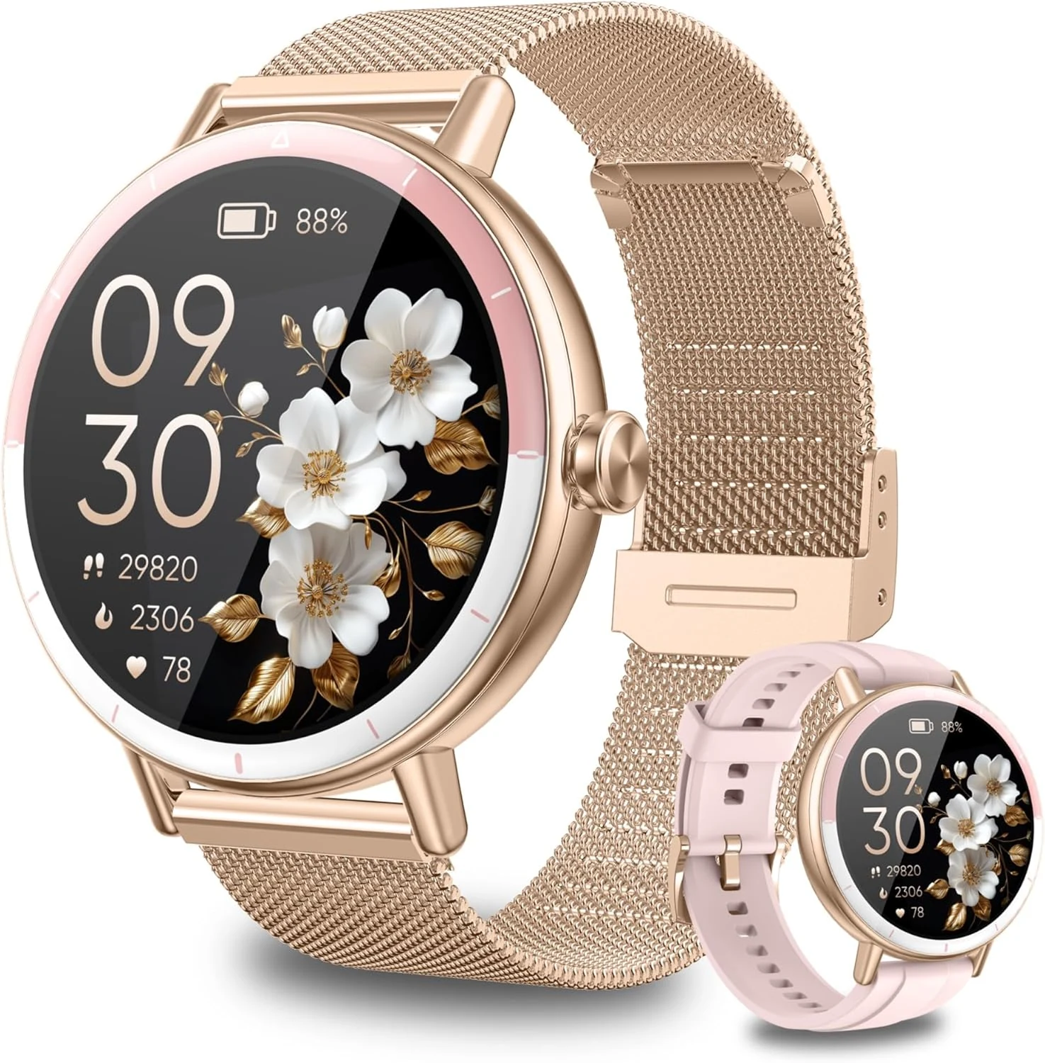 KEEPONFIT Smart Watches for Women Android/iPhone, IP68 Waterproof Fitness Tracker with Bluetooth Calls(Answer&Make)