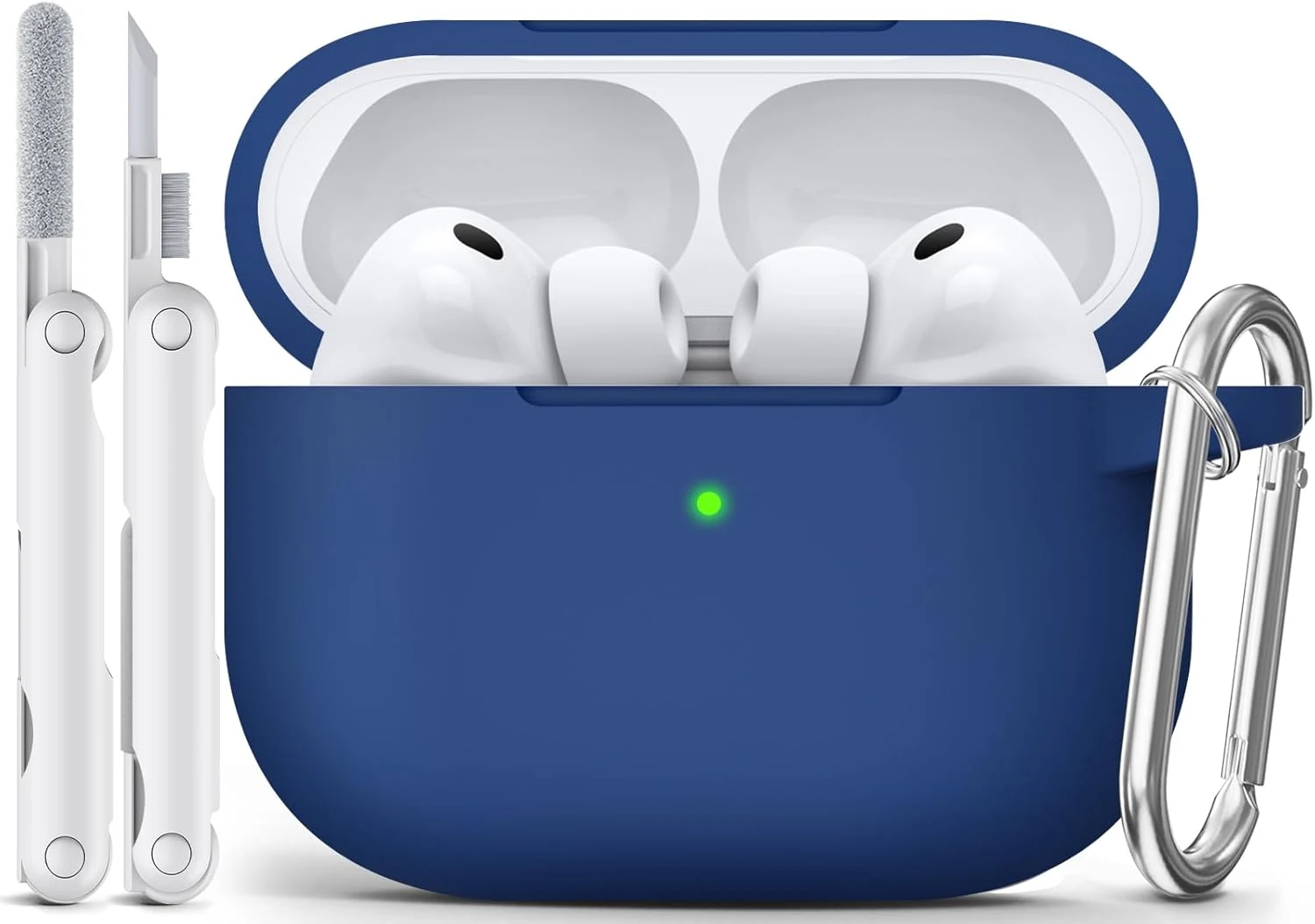 for AirPods Pro 3 Case 2025 Come with Cleaner Kit, Soft Silicone Protective Cover for Apple AirPods Pro 3rd Generation Cases with Keychain, AirPod Pro 3 Case for Women Men (Midnight Blue)