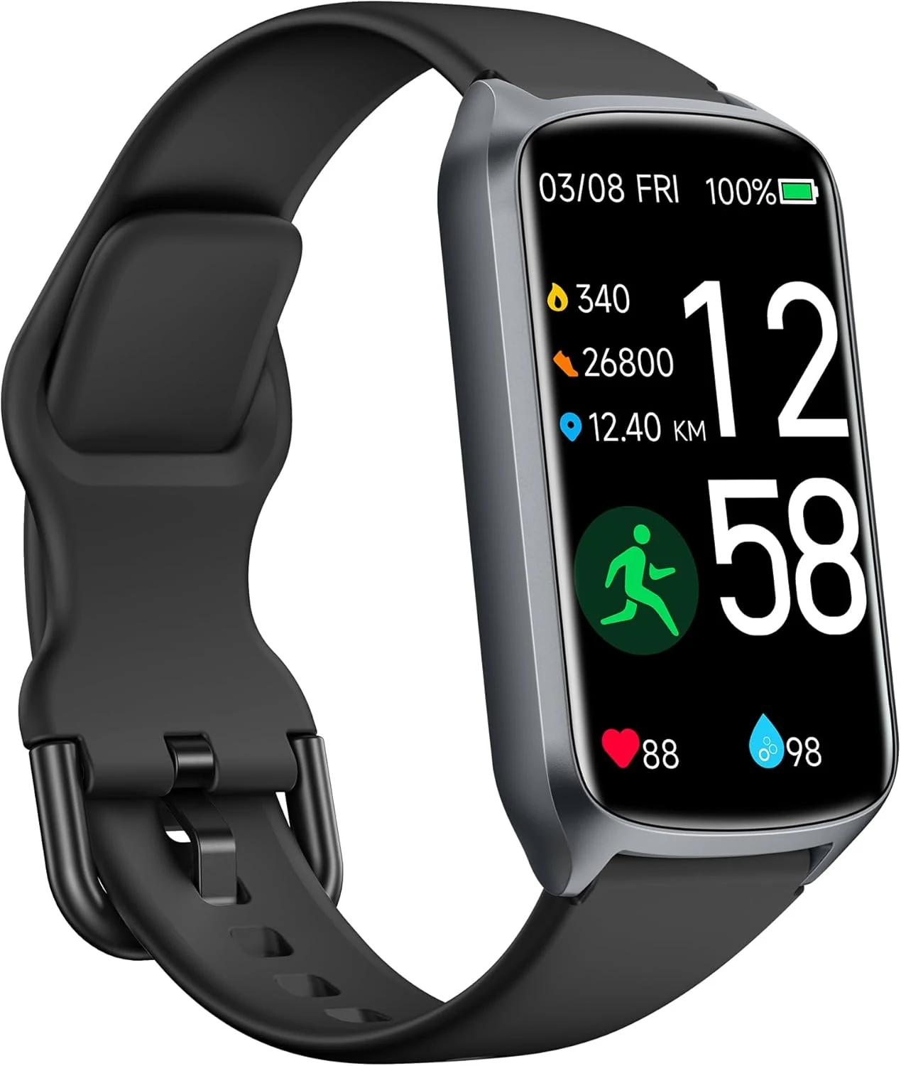 Amzhero Health Fitness Tracker with 24/7 Heart Rate, Blood Oxygen, Blood Pressure, Sleep Tracker, 5ATM Waterproof Activity Trackers with Step Tracker (S & L Bands Included)