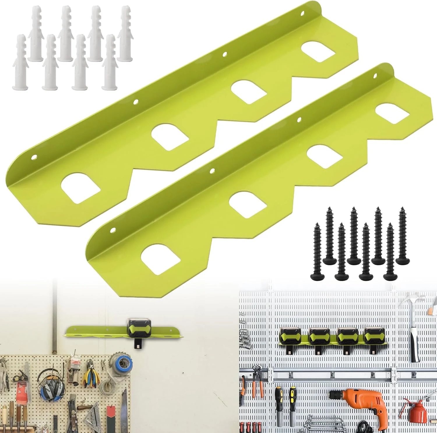 2 Pcs Upgrade Aluminum Alloy Battery Holder 4 Slot Mounting Organizer Compatible with RYOBI 18V NiCAD NiMH Lithium-Ion ONE+ Battery (Fruit Green)