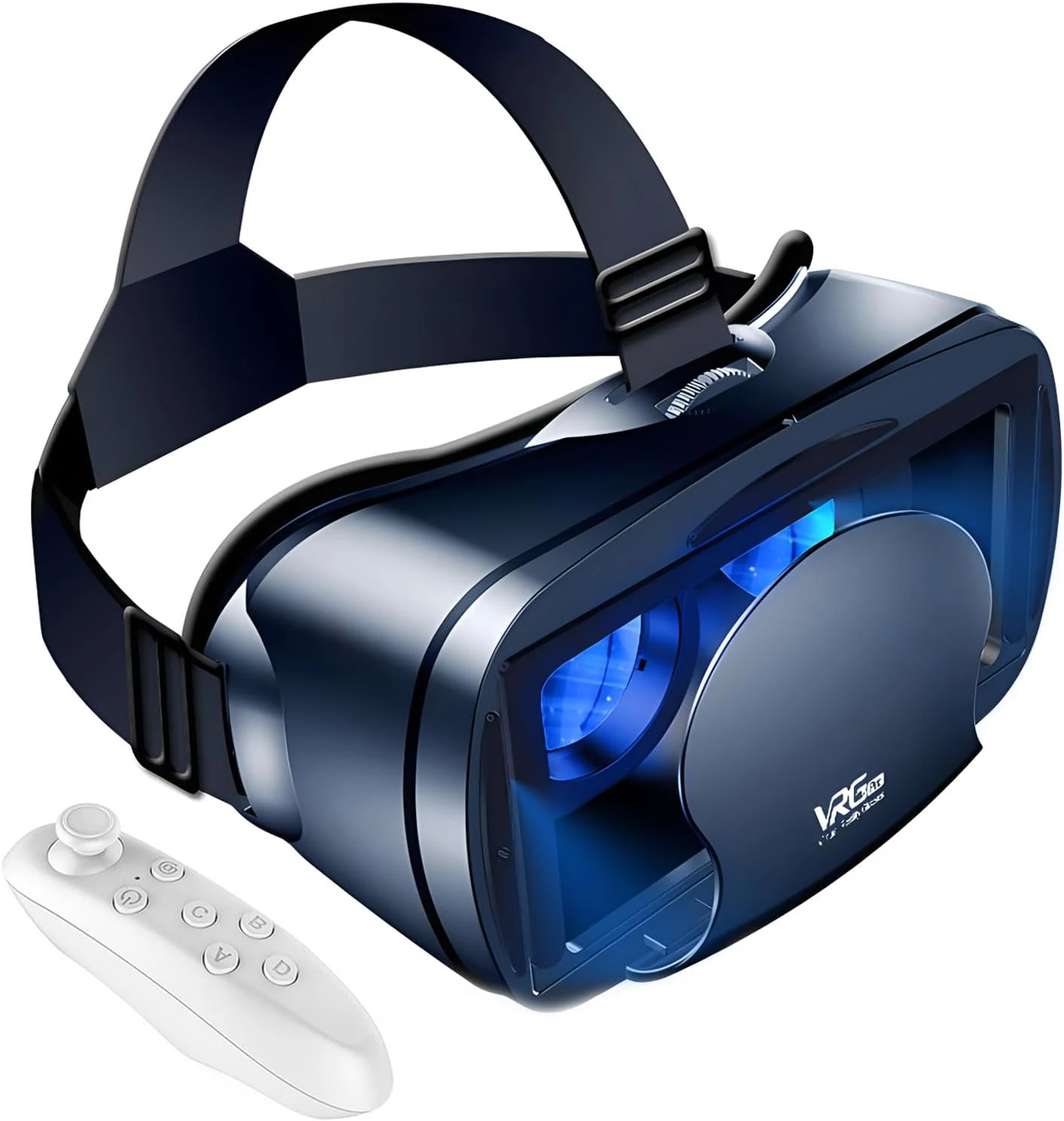 3D VR Headset, Virtual Reality Glasses Headset Helmets, Compatible with 5.0-7.0 inch with Controller, for Mobile Games & Movies(Black)