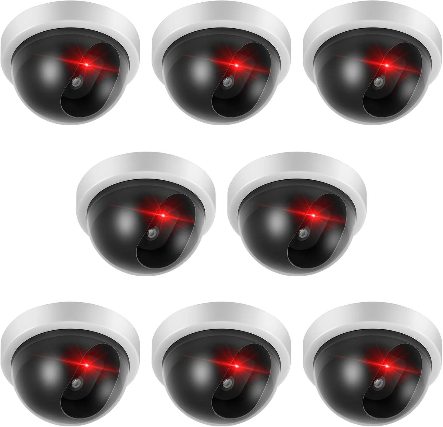 Kanayu 4 Pack Fake Security Camera Dummy CCTV Dome Camera with Flashing Red LED