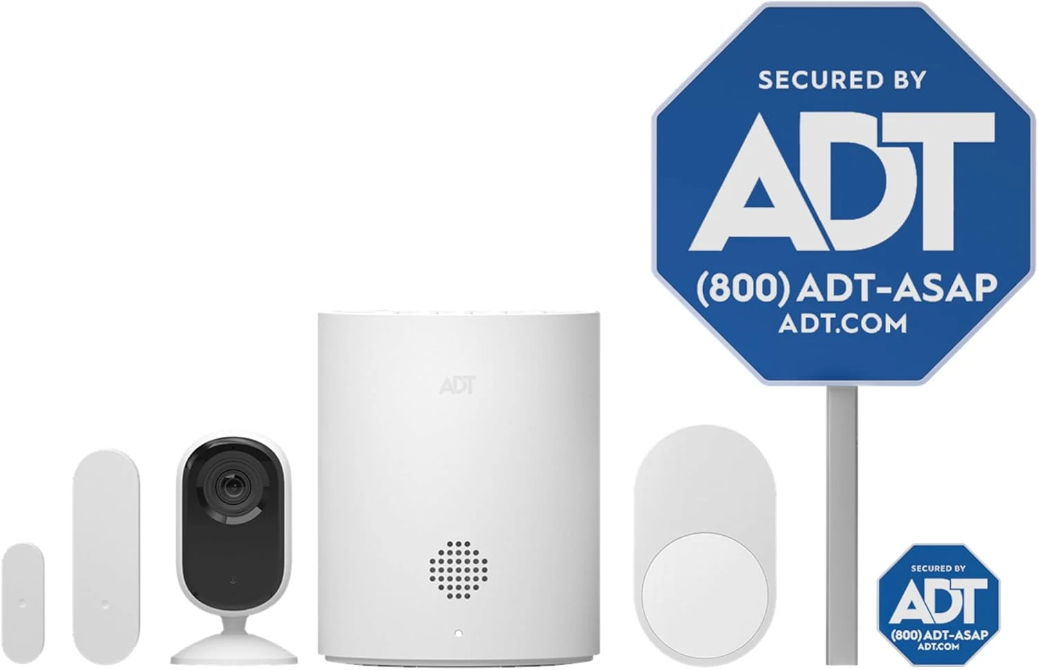 ADT Blu Indoor Camera Kit, DIY Home Security System with 2K Indoor Security Camera, Door/Window Sensor, Motion Detector, Night Vision, Two-Way Audio, Pet-Friendly Camera, ADT+ App Control