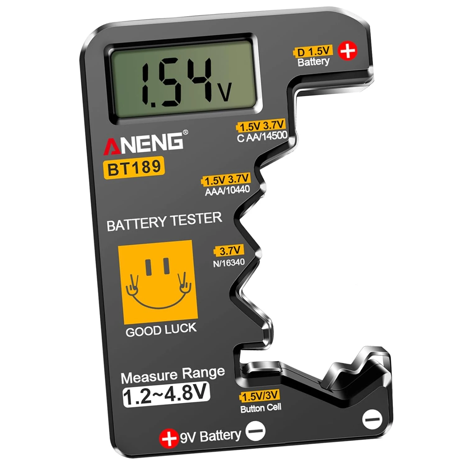 ANENG BT189 Battery Tester for AAA,AA,C,D,9V,F,6F22,1.5V/3V Button Batteries,LCD Display Household Battery Detector,Detects Battery Power By Voltage,Universal Battery Checker