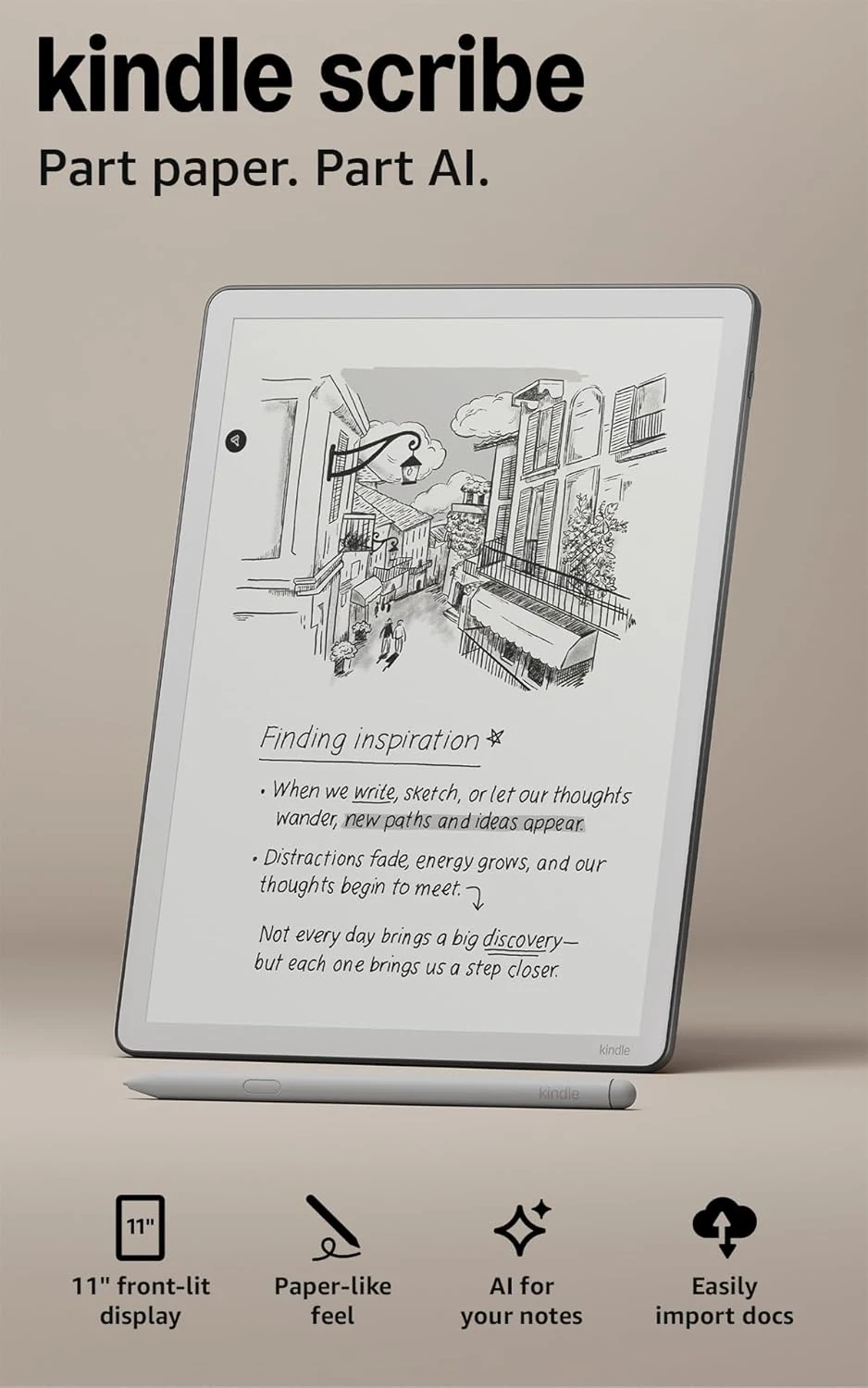 Amazon Kindle Scribe 32GB (newest model) — 11” paper-like display with front light