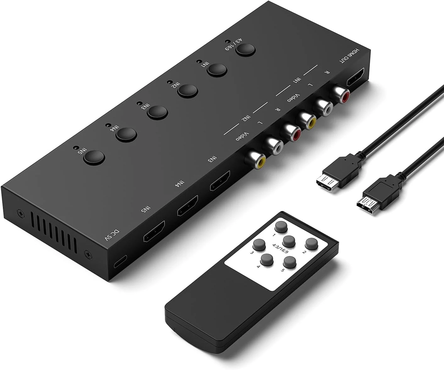 ZUZONG 2 AV to HDMI Converter + 3 HDMI2.0 Switcher (2 in 1)