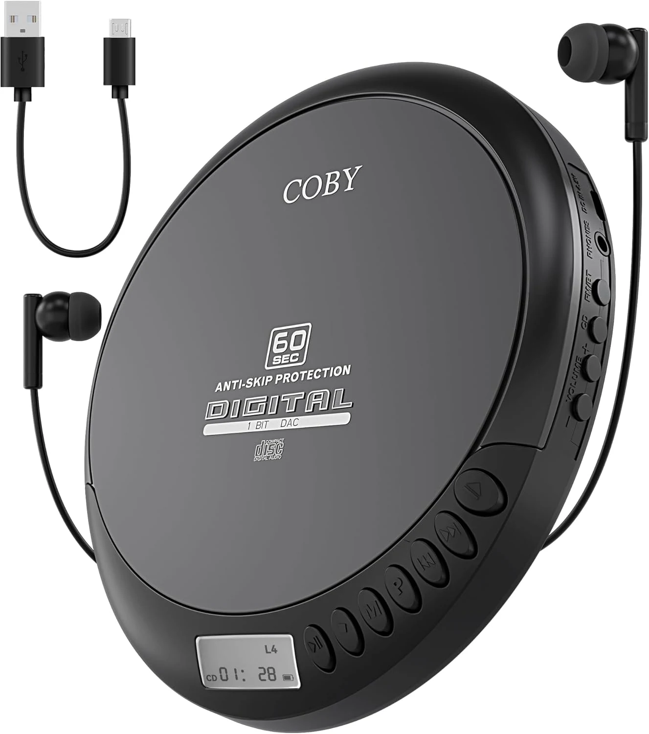 Coby Portable CD Player with FM Radio and 60-Second Anti-Skip Protection