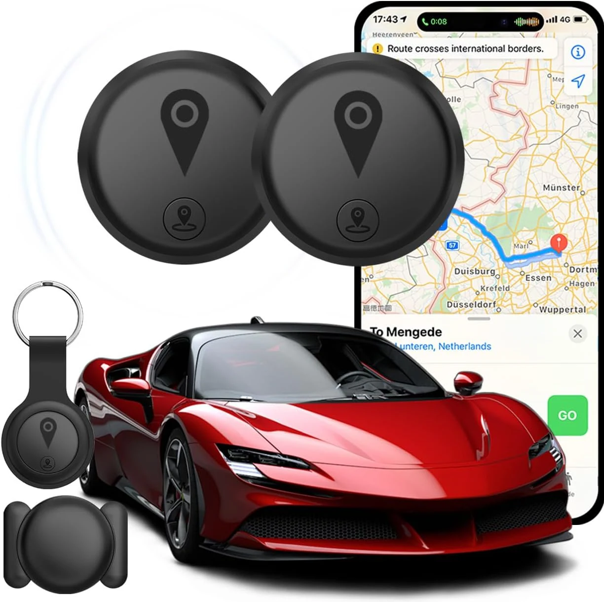 2 Pack GPS Tracker for Vehicles, Mini Hidden Vehicle Locator (iOS, Find My)